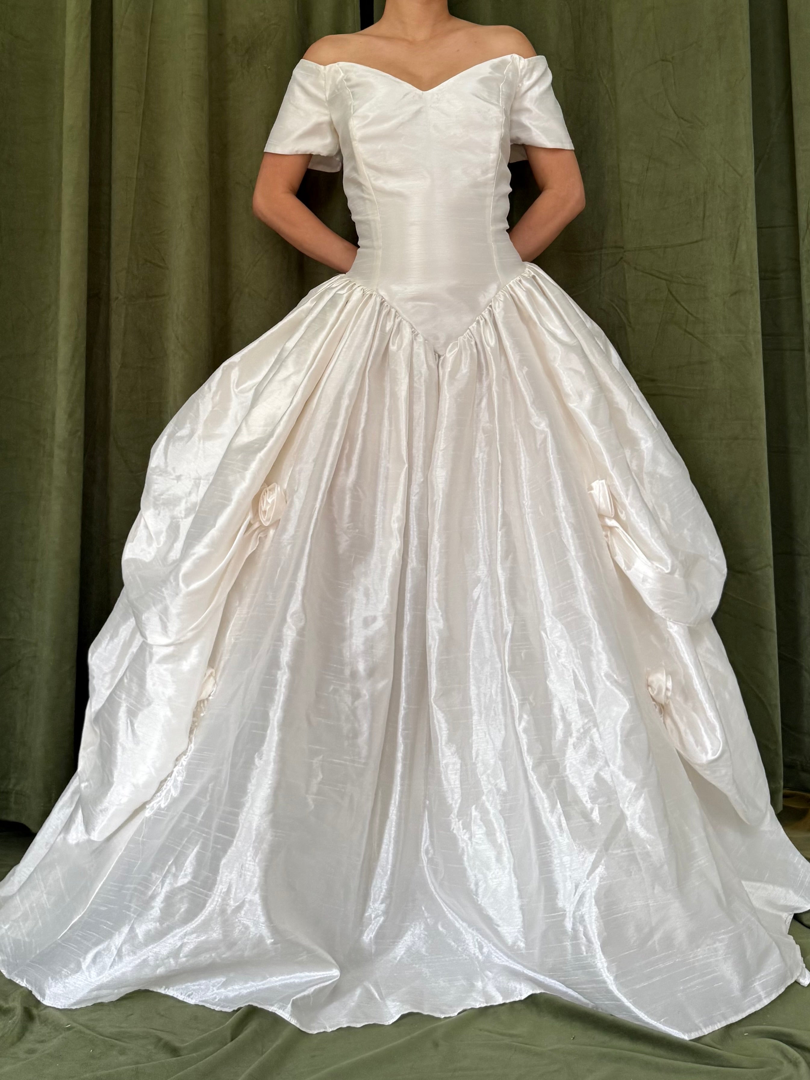 Vintage Taffeta Basque Waist Dress - M