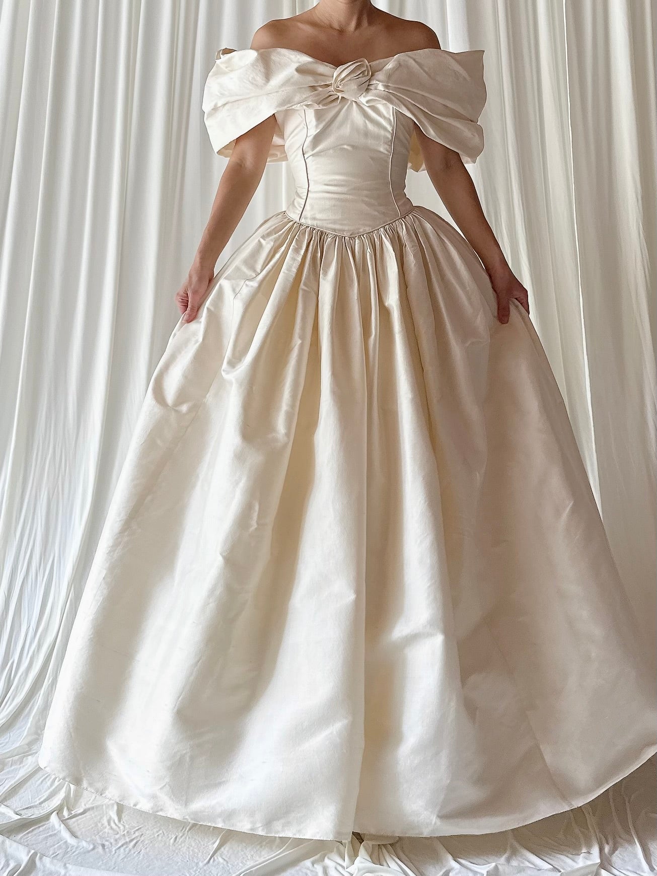 Vintage Silk Draped Neckline Dress - S