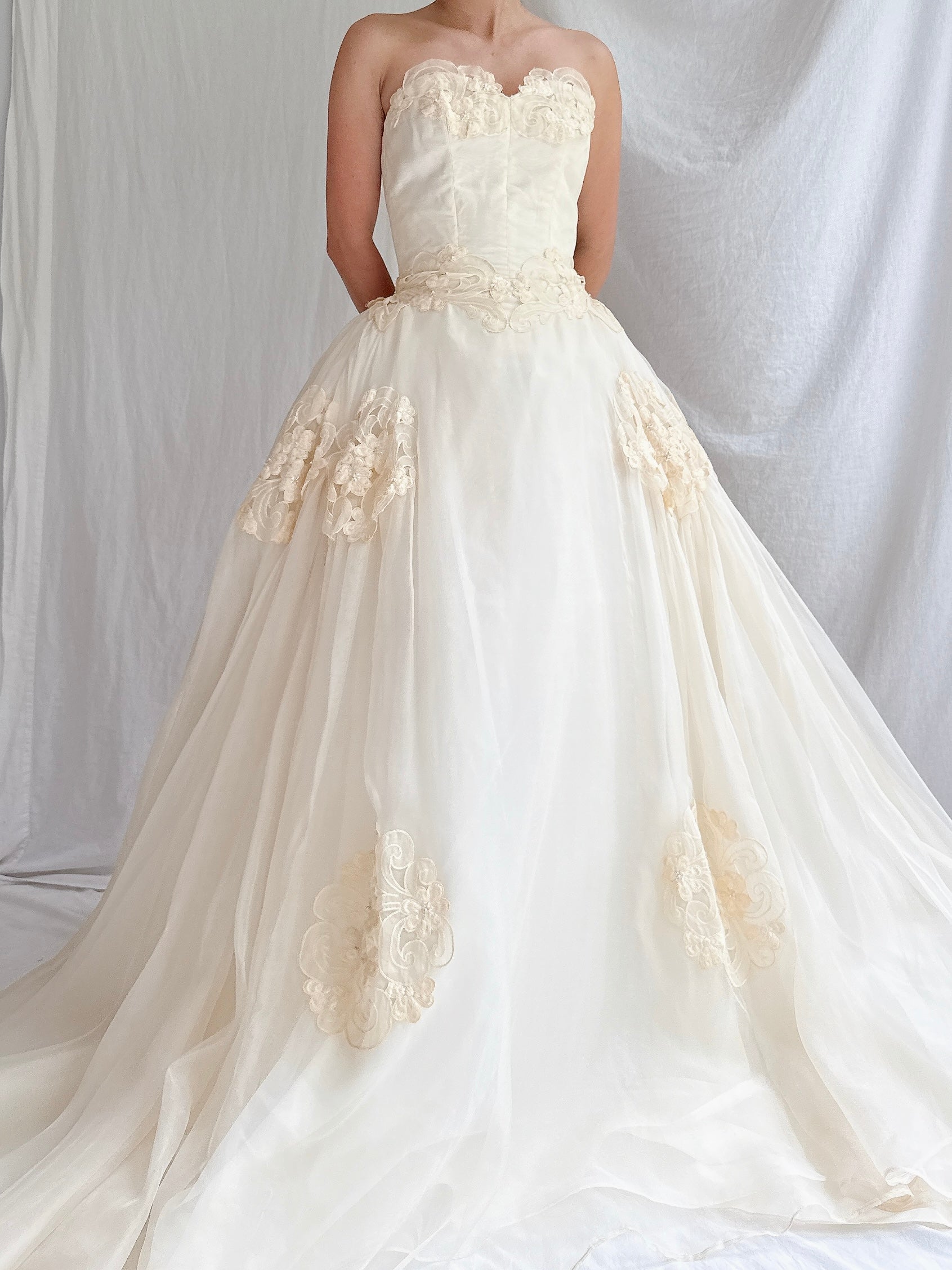 1950s Organza Sweetheart Gown - XS