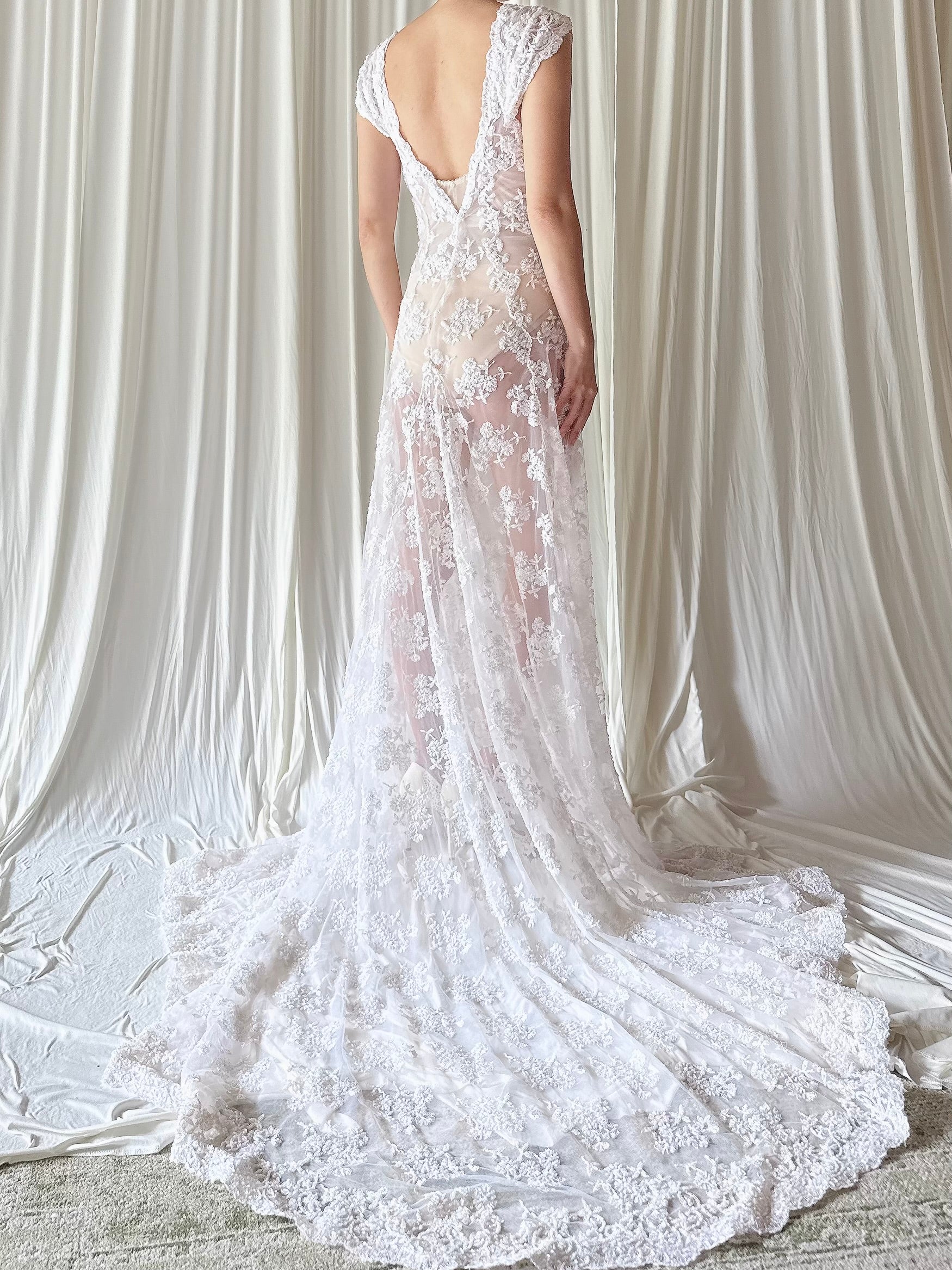 00 Tulle Beaded Dress - S