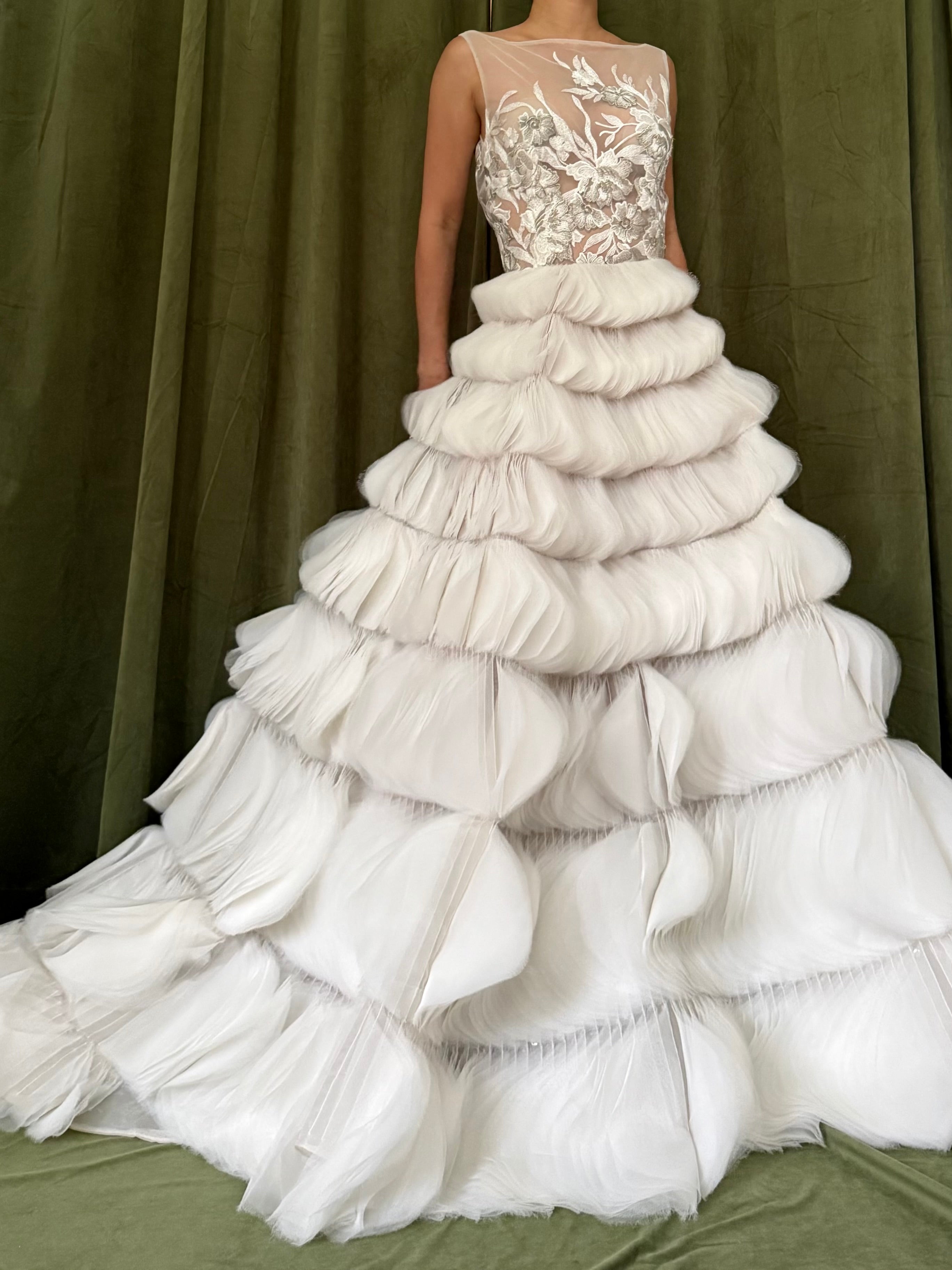 00 Lazaro Ruffled Petal Gown - XS/2
