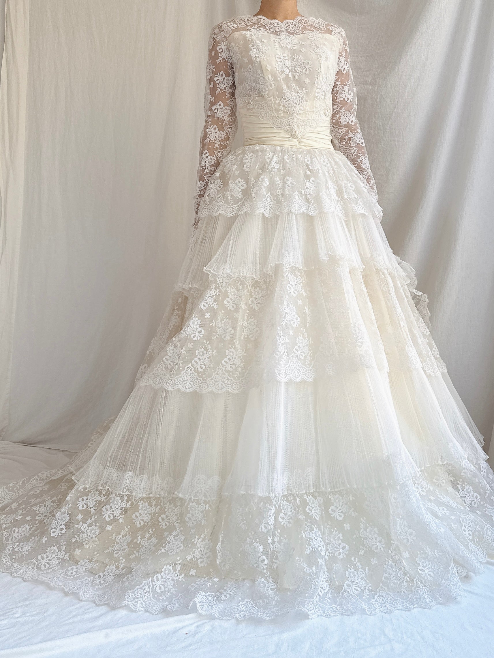 1950s Tulle and Lace Gown - XS