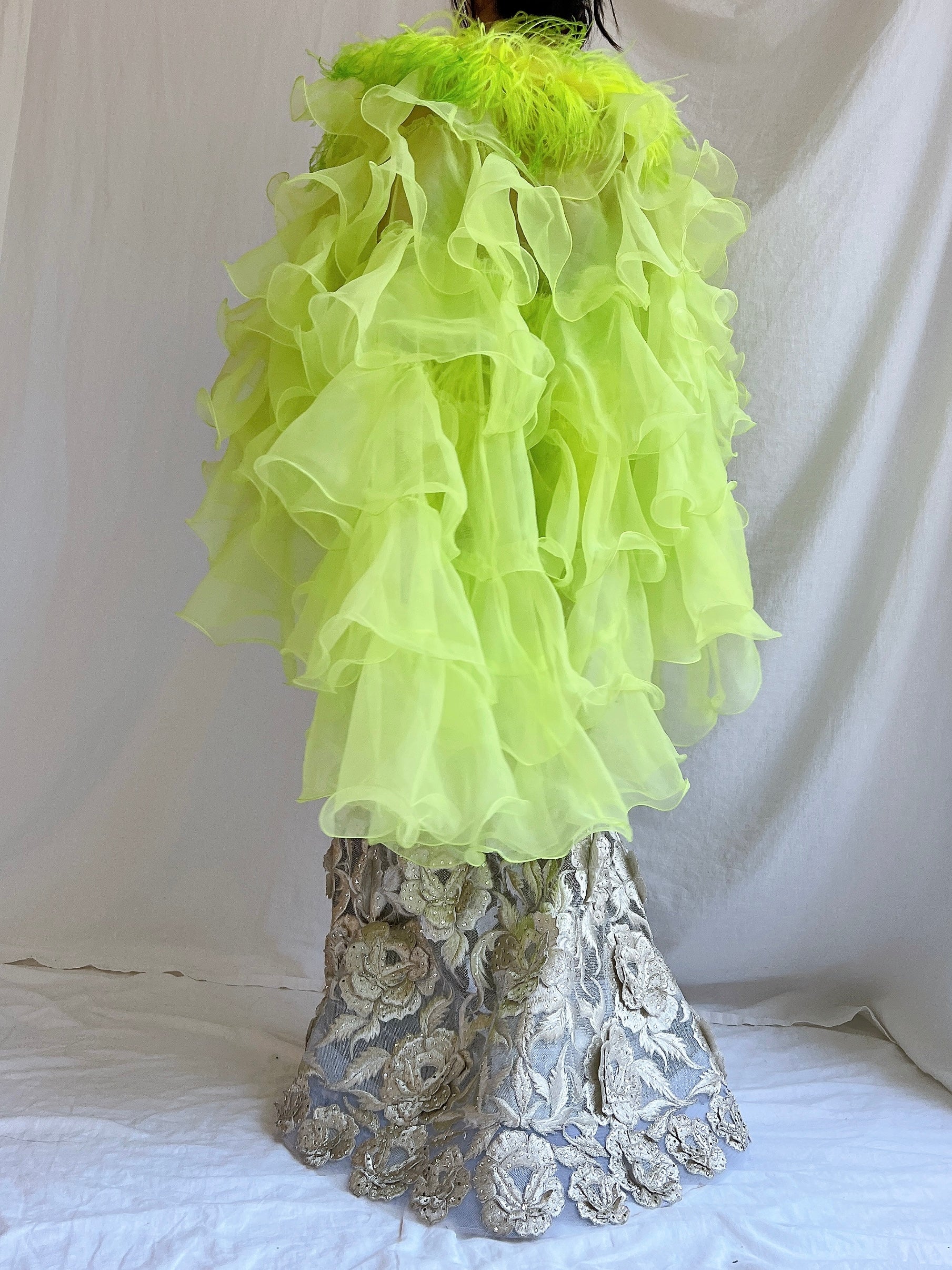 Vintage Feather Ruffle Shawl - OSFA