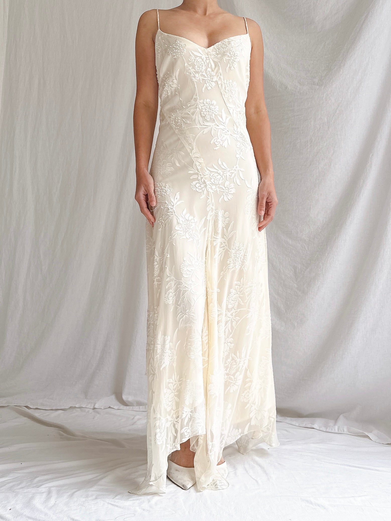 Vintage Silk Devore Bias Dress - M