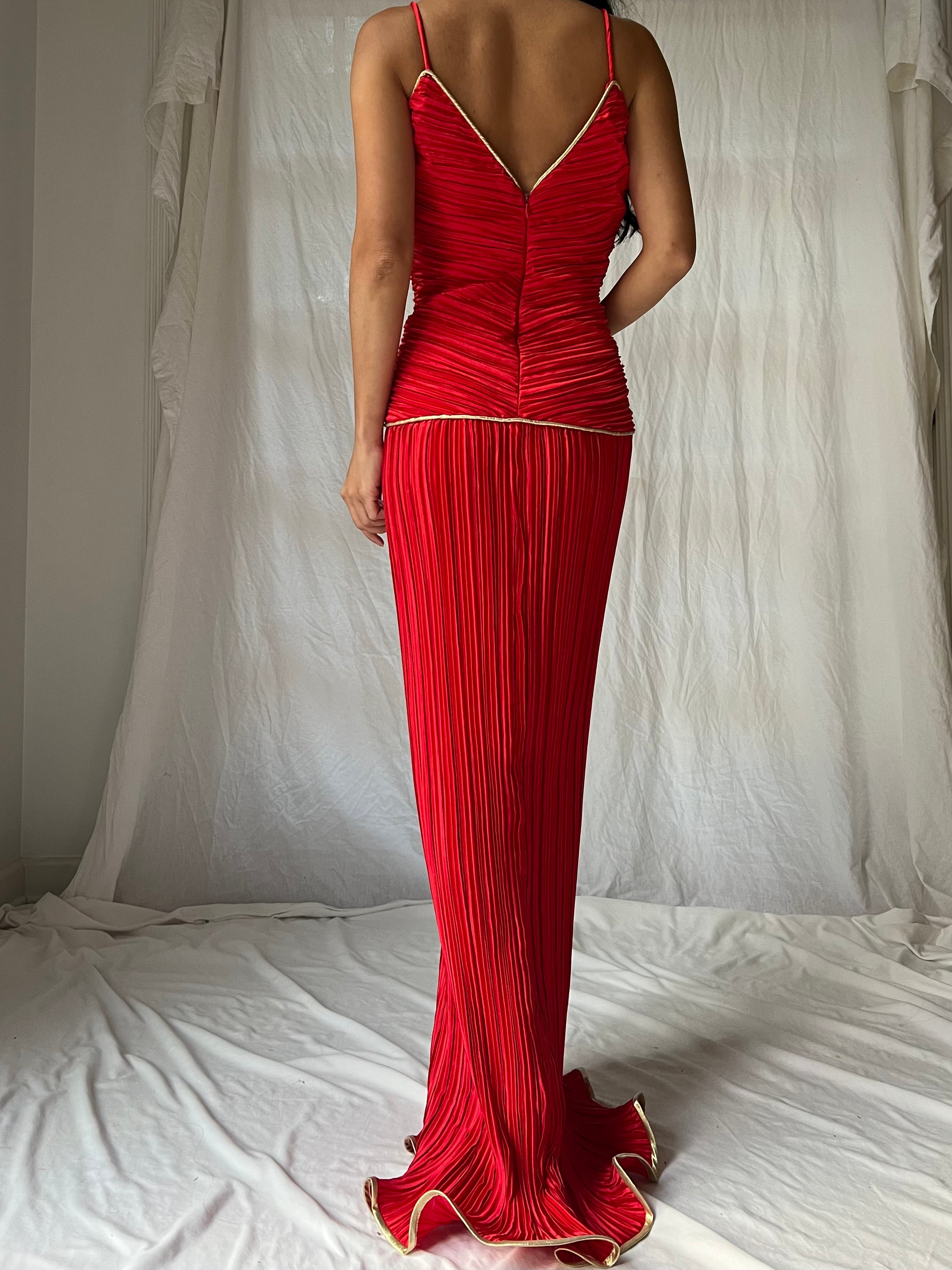 Vintage Micropleated Column Dress - S