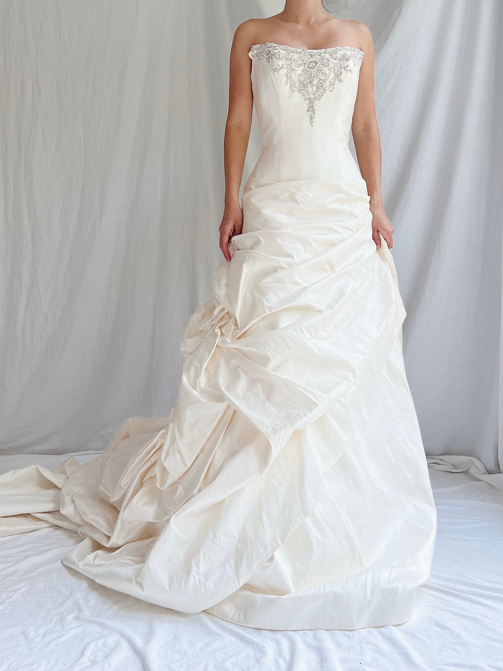 Angelina Faccenda Silk Ruche Gown -  S/6