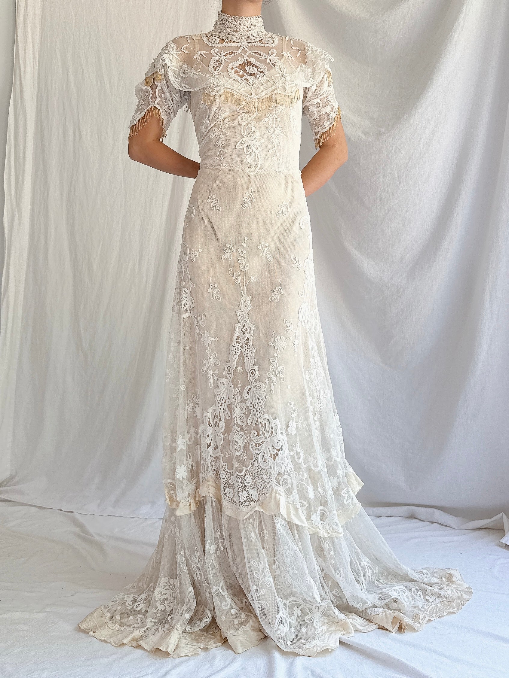 Antique Tambour Lace Gown - XS