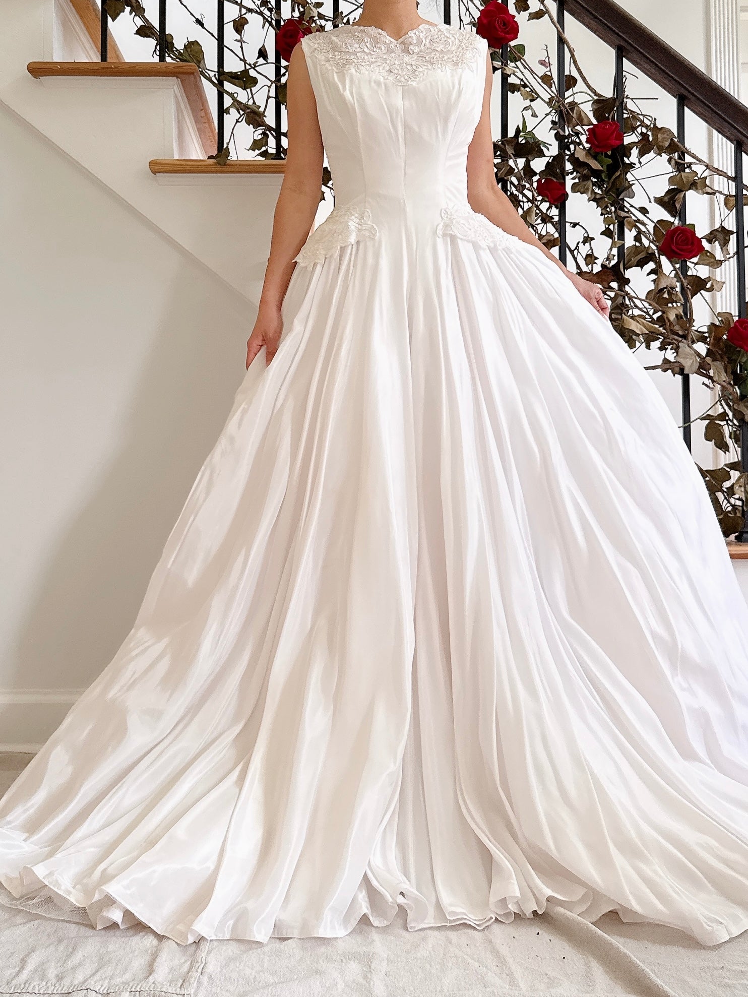 1950s Taffeta Lace Gown - XS