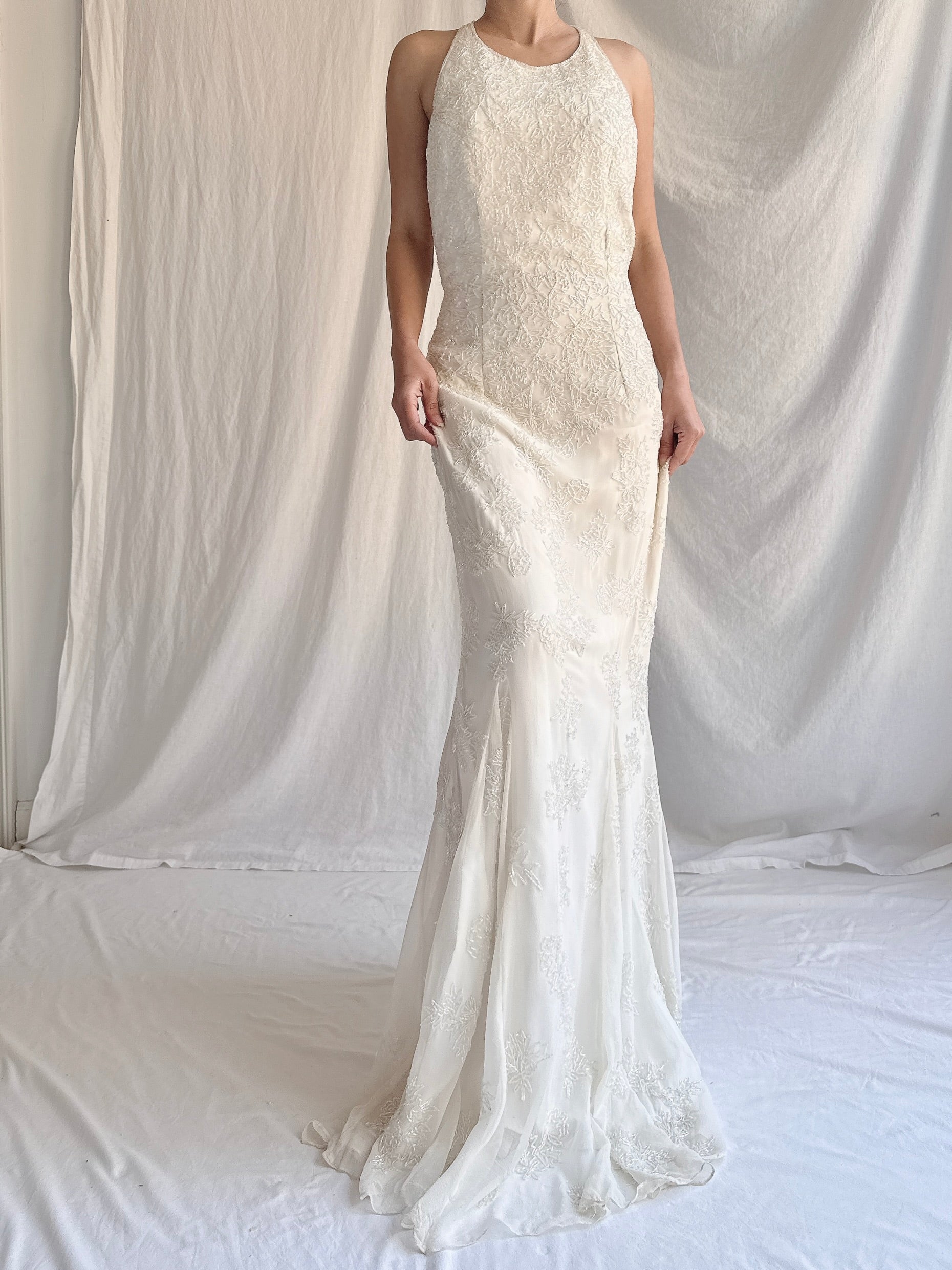 1990s Silk Beaded Gown - M
