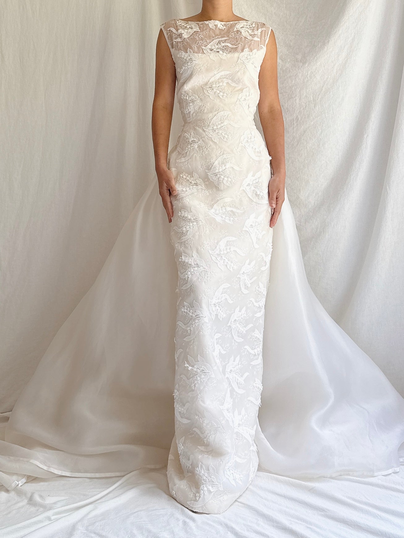 Vintage Silk Organza Lily-of-The Valley Gown - S