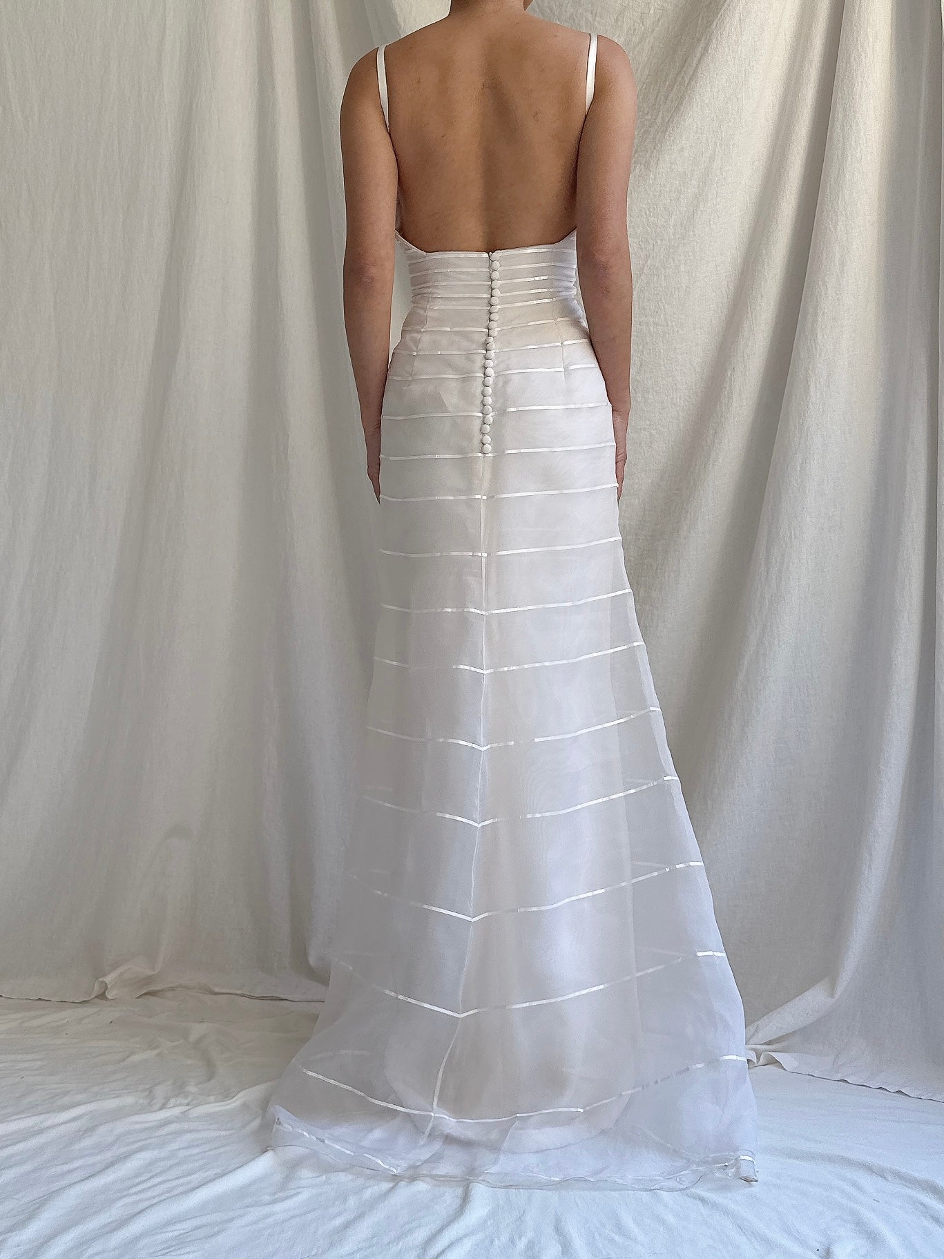 Vintage Yumi Katsura Silk Organza Striped Gown - M/6/8