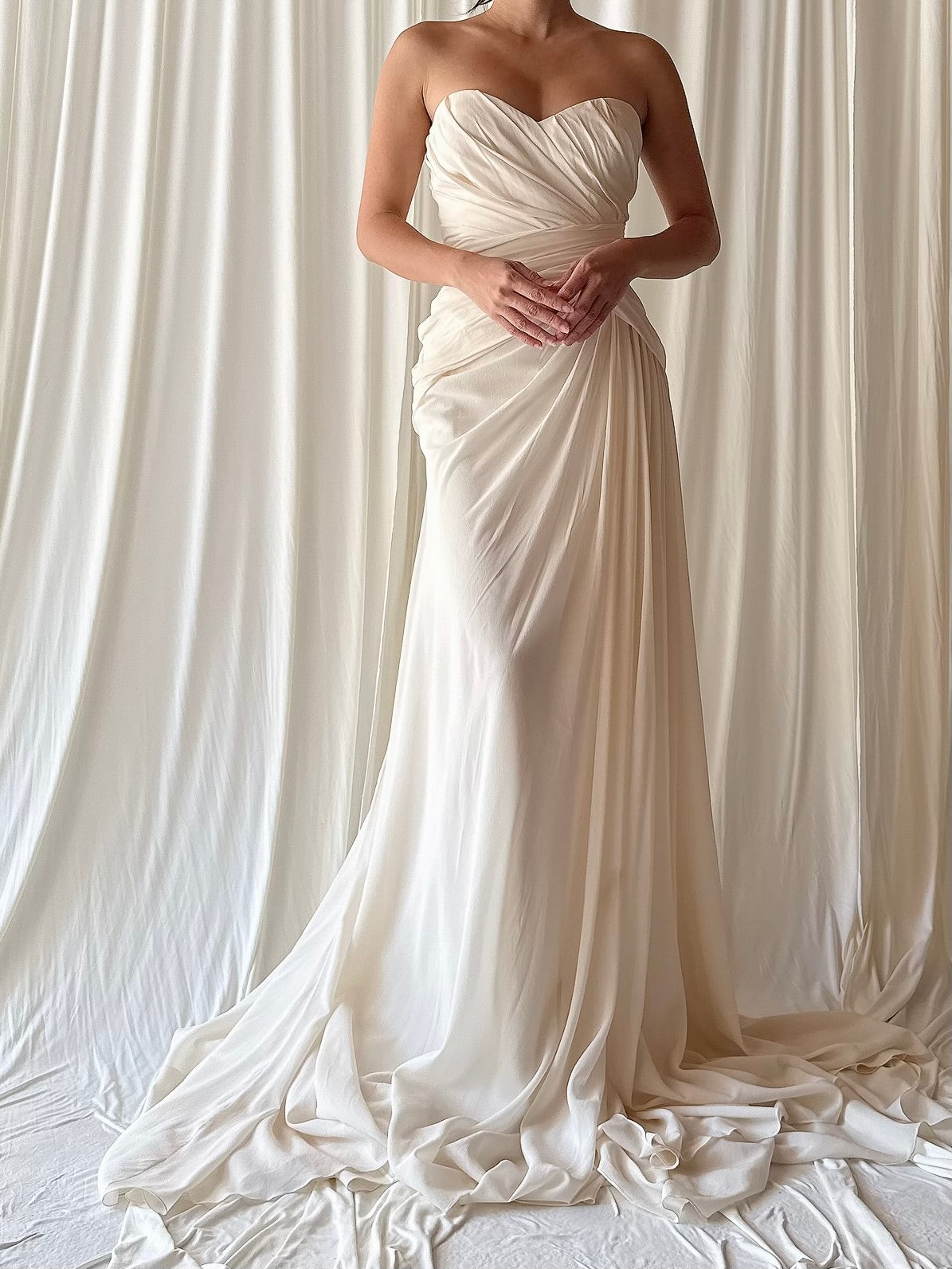 Gemy Maalouf Silk Chiffon Draped Gown - S/M