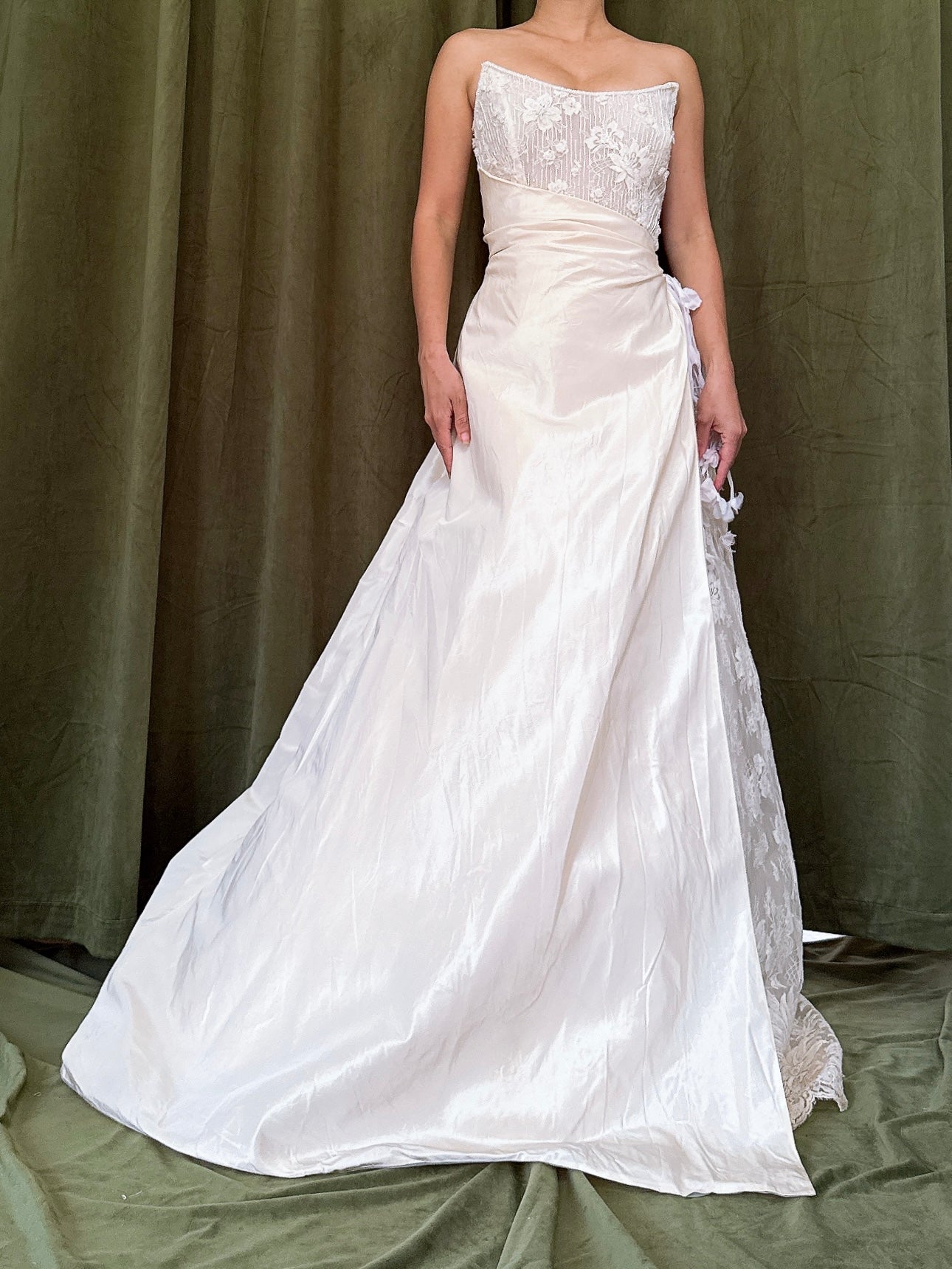 Vintage Norna Della Silk Lace Bustier Gown - M