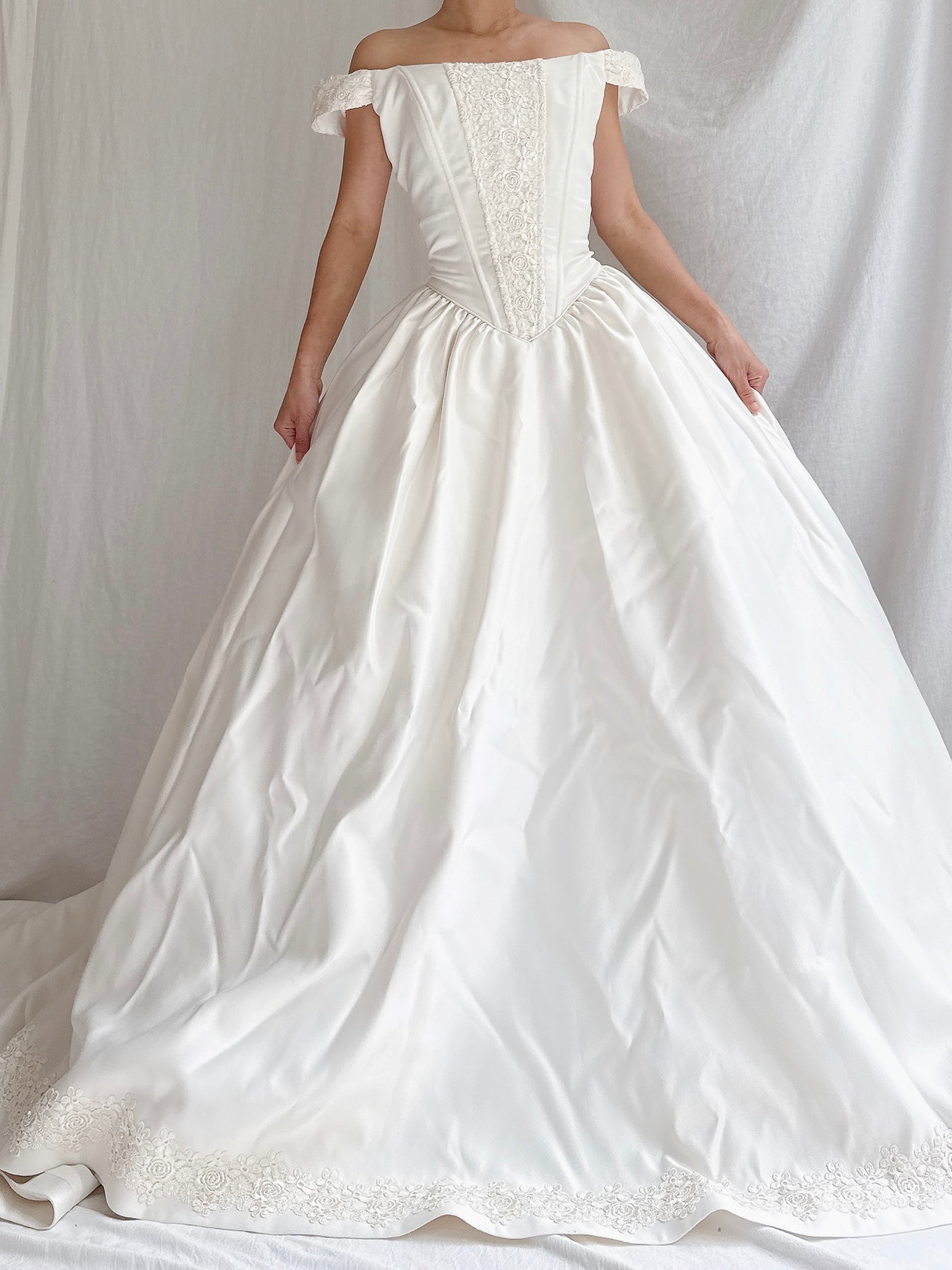 Vintage Satin Bustier Gown - M
