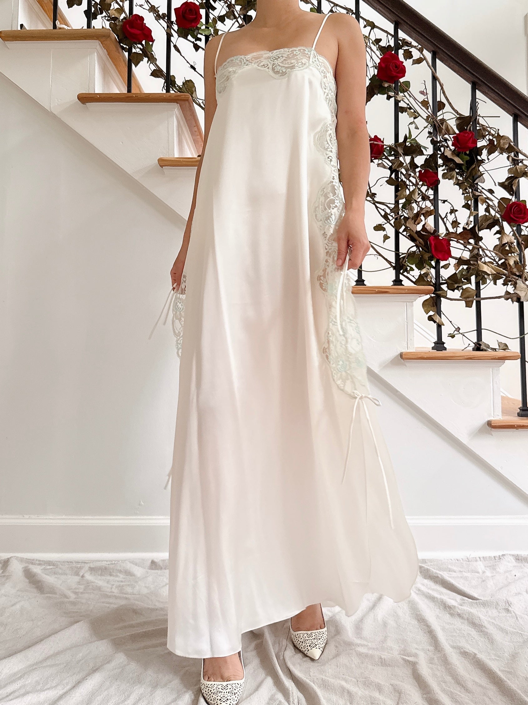 Vintage Vintage White Silk Slip - M