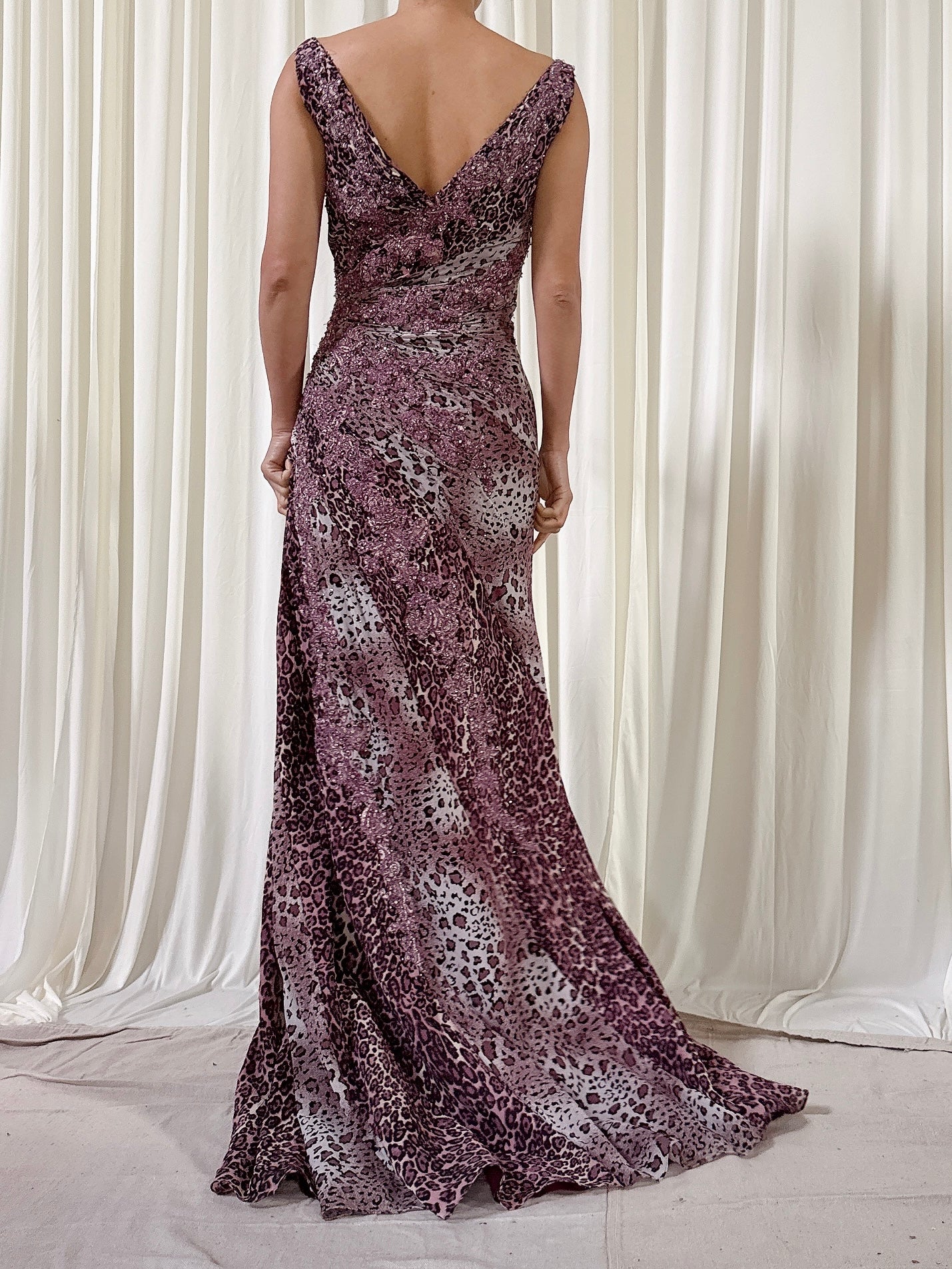 Vintage Steven Yearrick Purple Leopard Dress - US 6