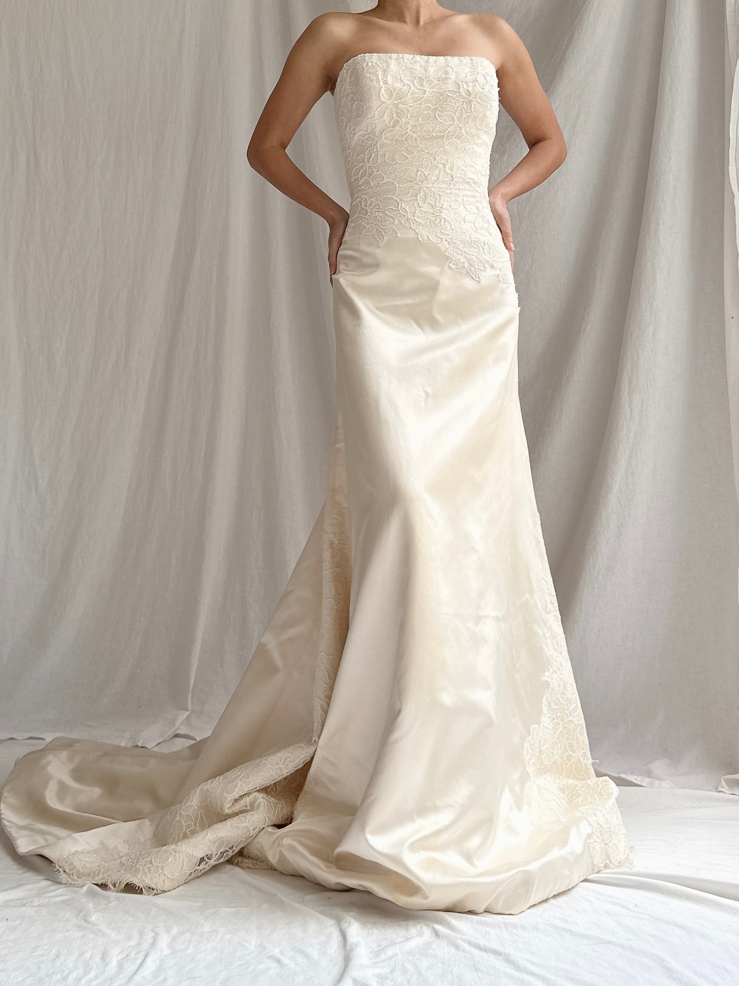 Vintage Miosa Couture Silk Strapless Gown - S/M