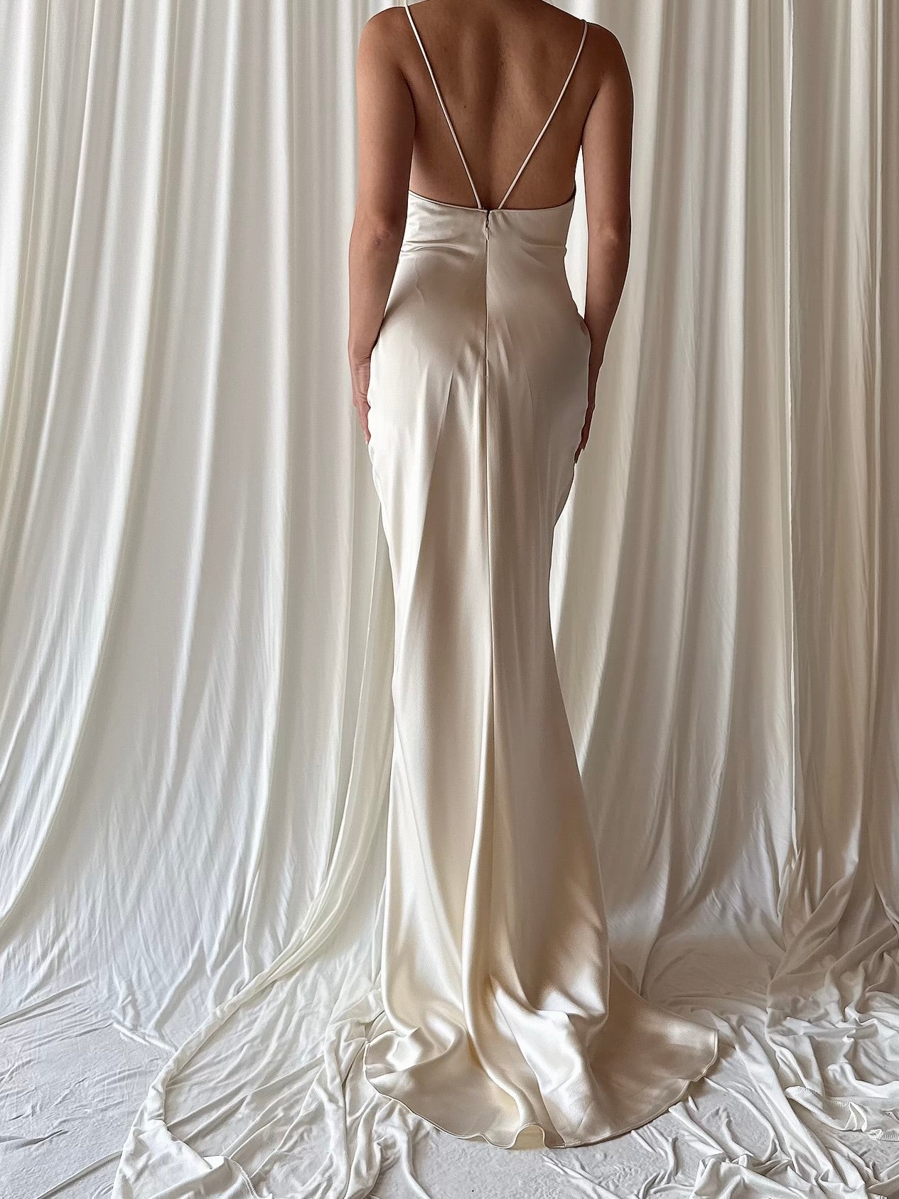 Vintage 6. Silk Bias Cowl Neck Gown - M