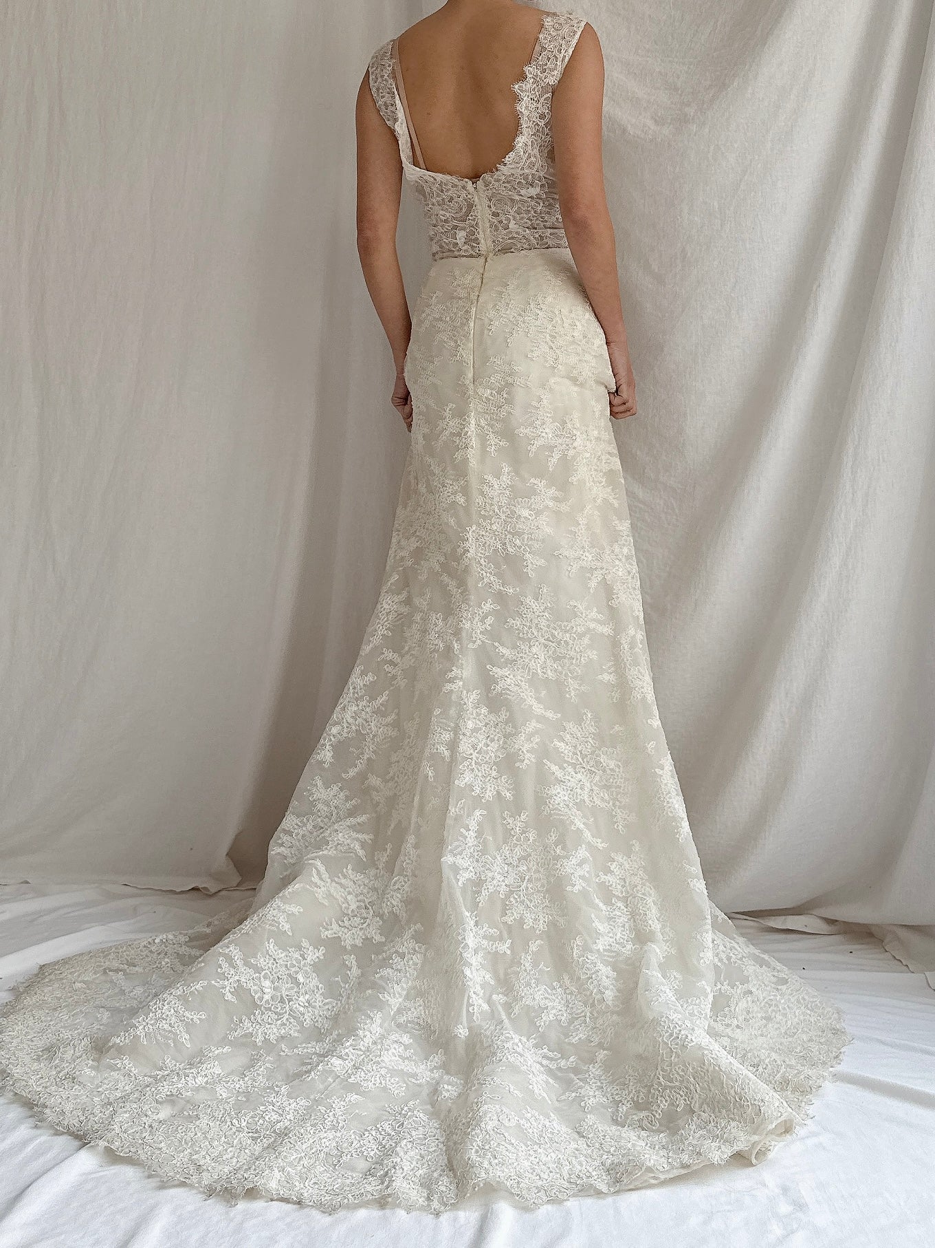 Vintage Liancarlo Couture Silk and Lace Bateau Neckline Gown - S/6