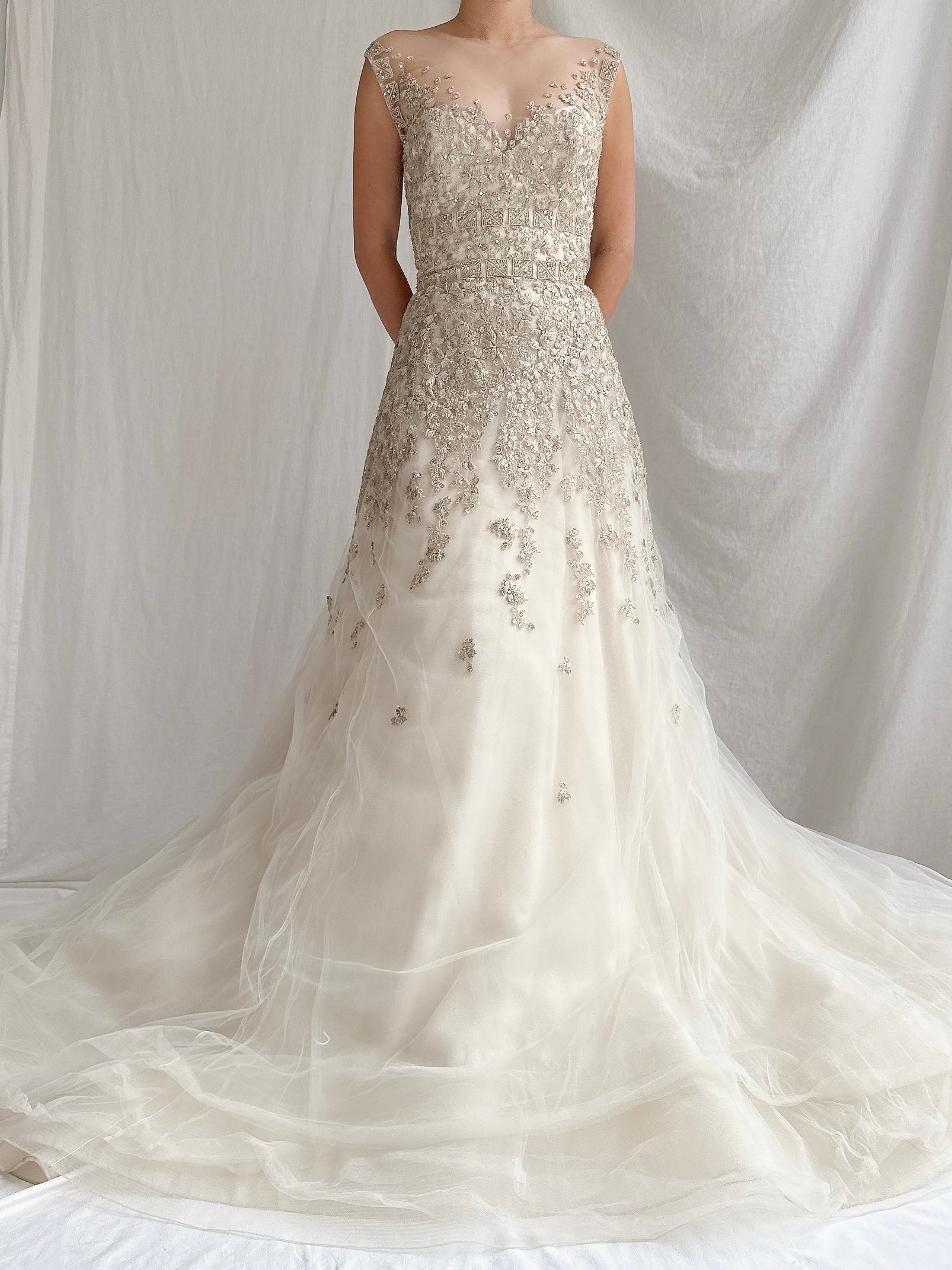 Vintage Liancarlo Couture Tulle Metallic Flower Gown - M/6