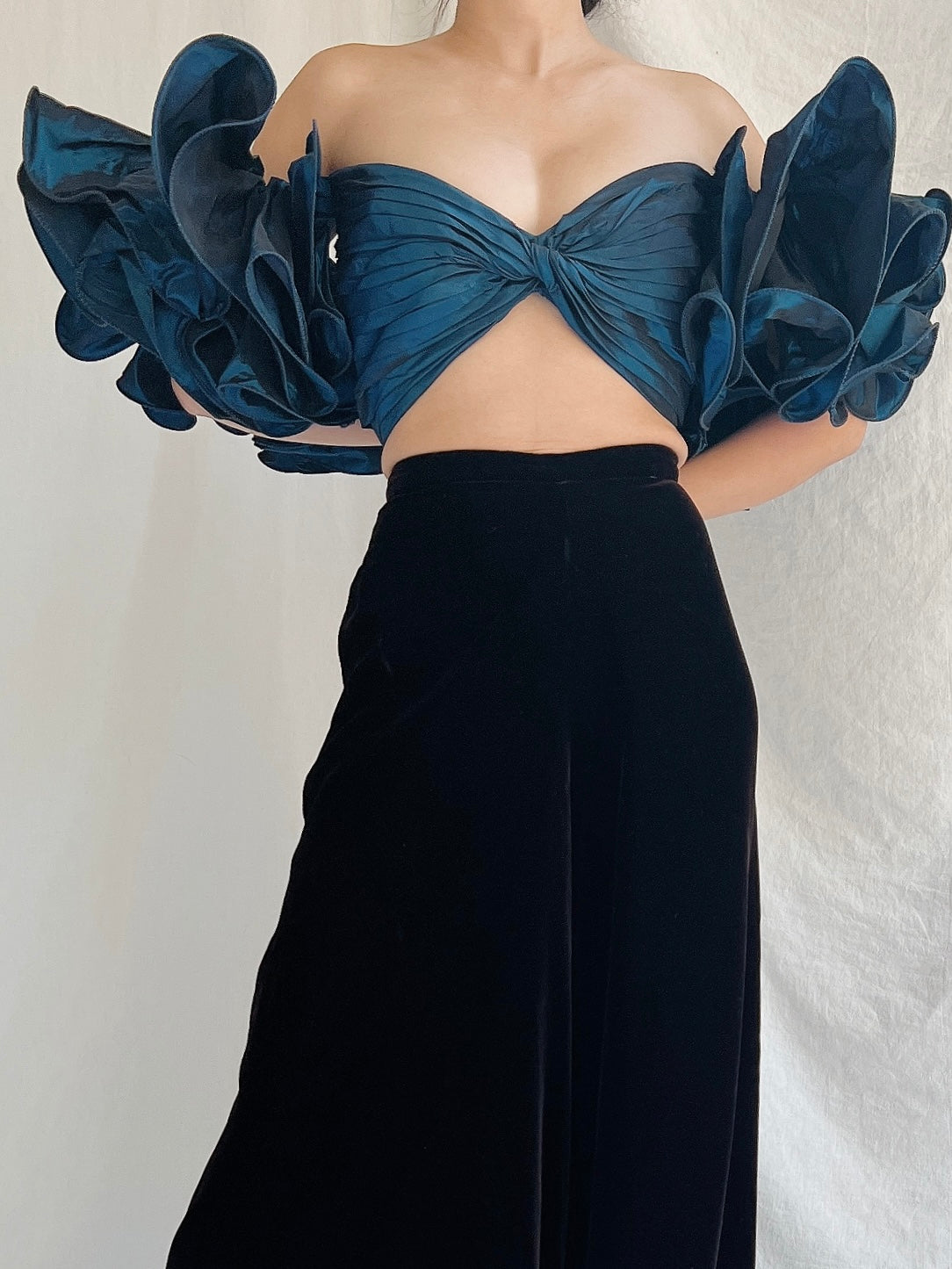 Vintage Lillie Rubin Ruffle Sleeve Top - M