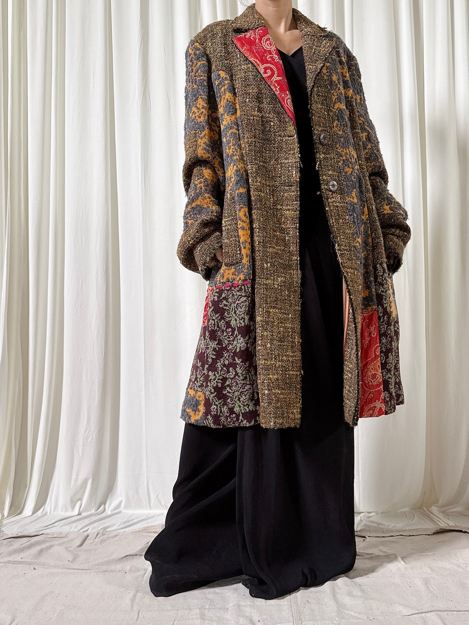 Vintage Tricot Chic Wool Brown Coat - US 16