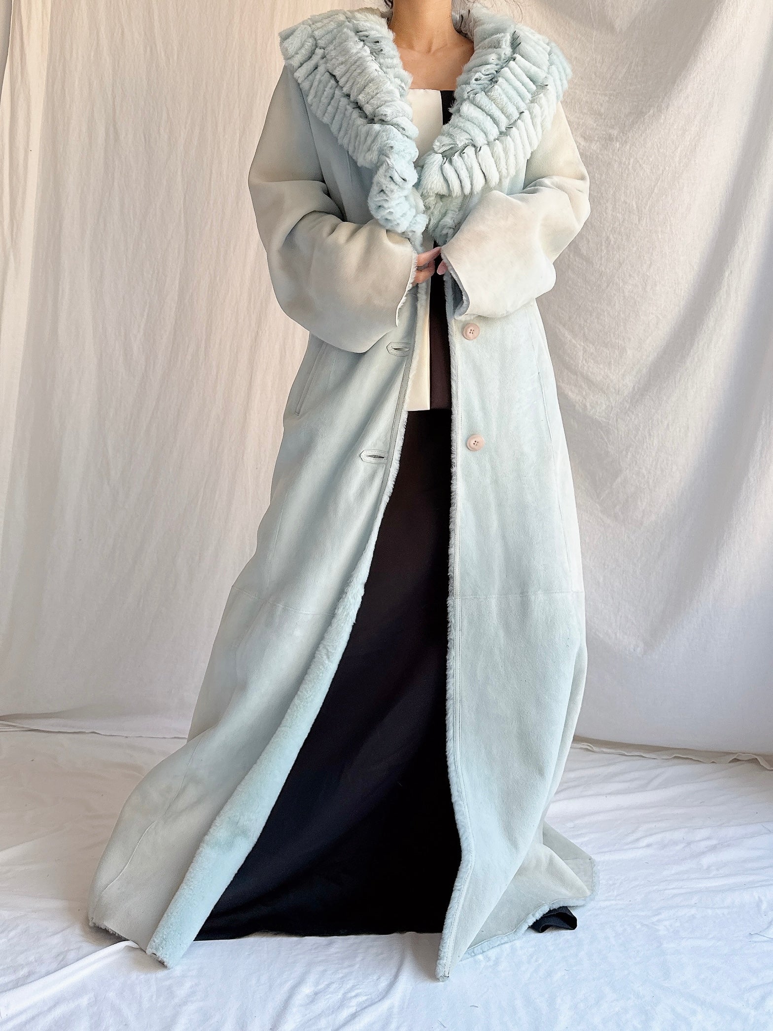 Vintage Fiducia Shearling Leather Coat - M