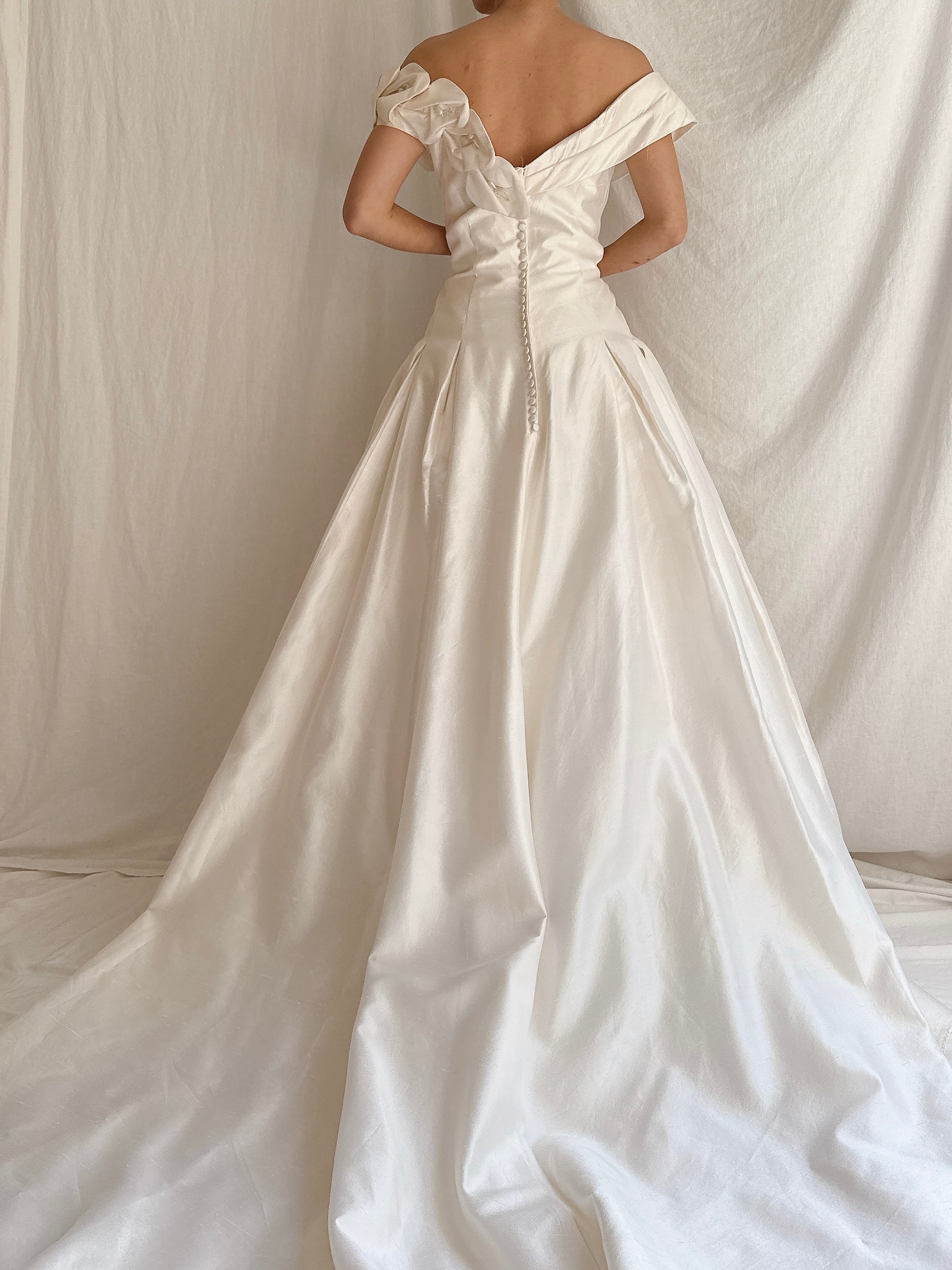 Vintage Raw Silk Calla Lily Dress - M/6