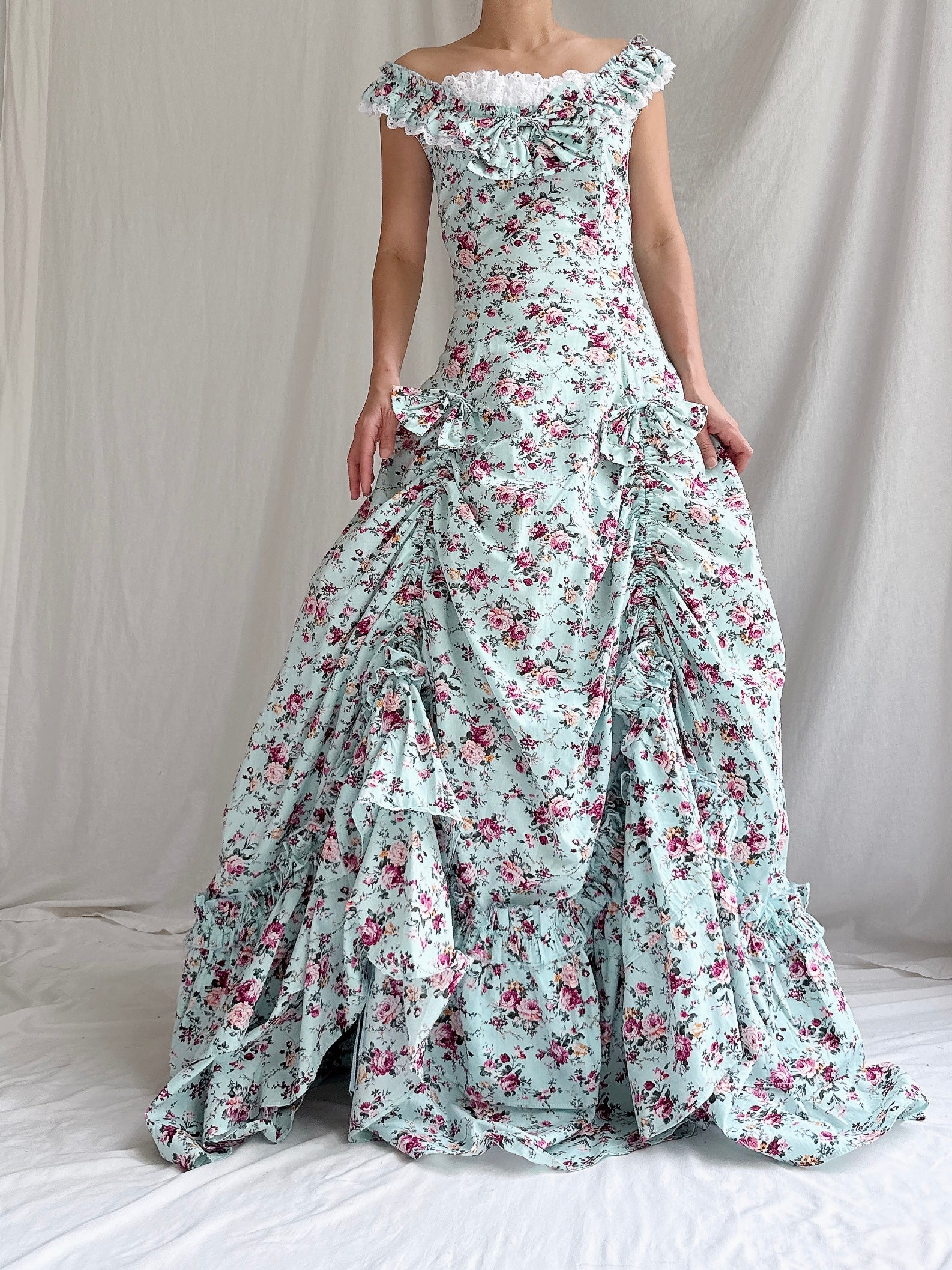 Vintage Cotton Floral Dress - XS-M