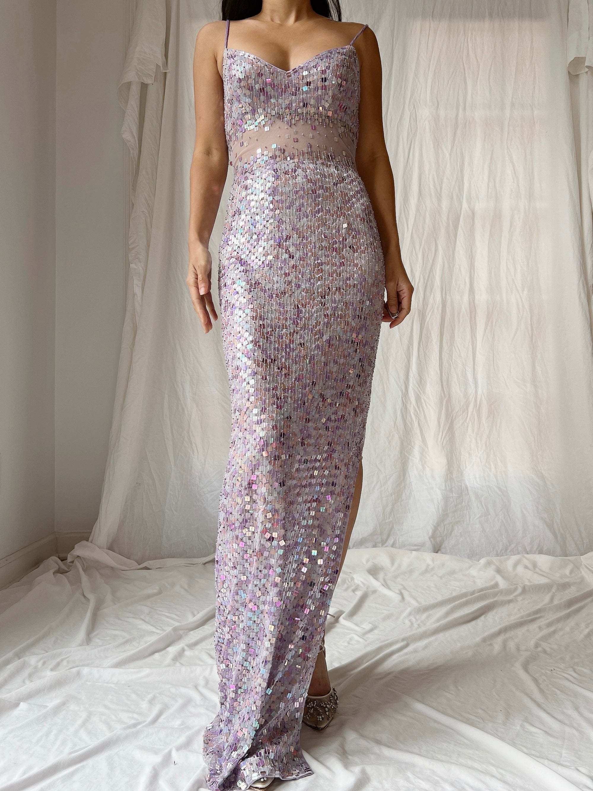 Vintage Lavender Sequins Dress - S