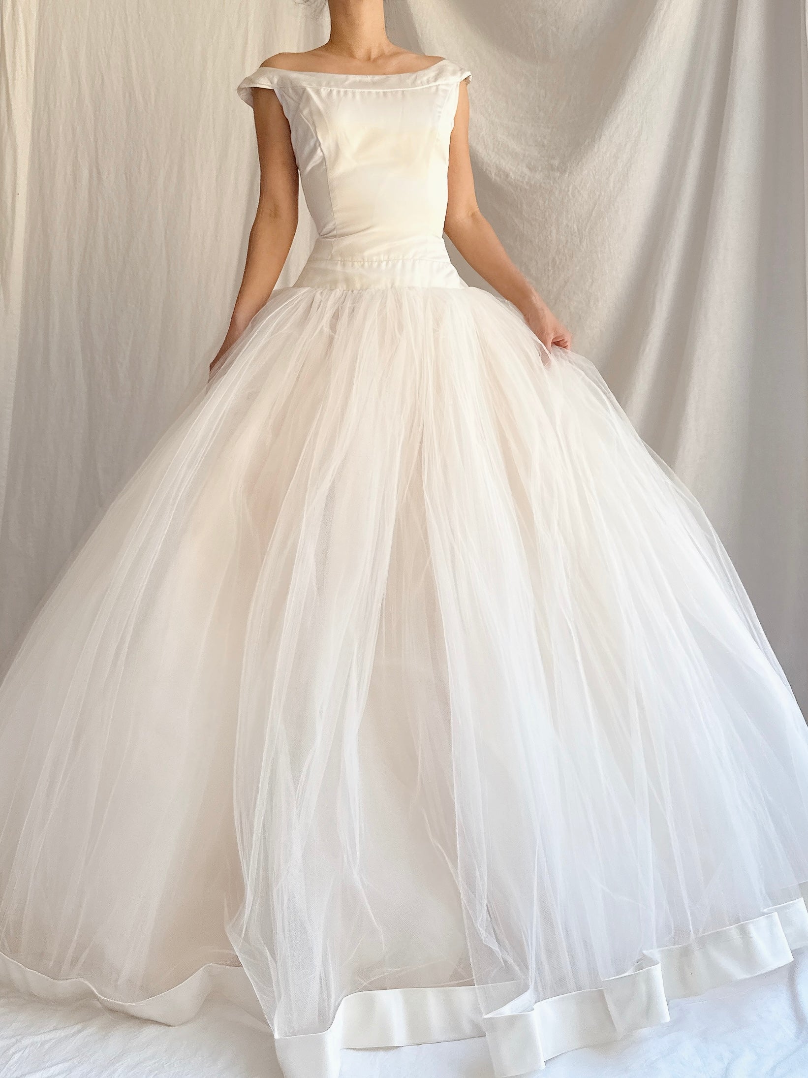 Vintage Champagne Tulle Dress - XS/2/4