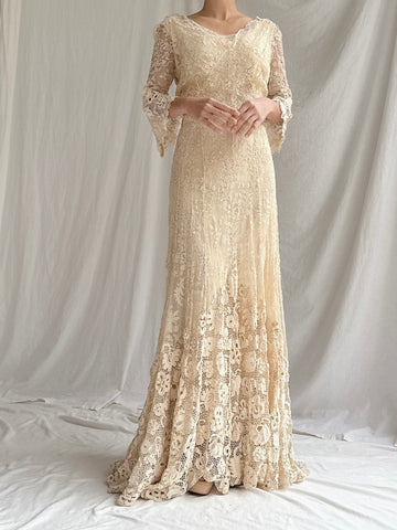 Antique French and Irish Lace Gown - XS
