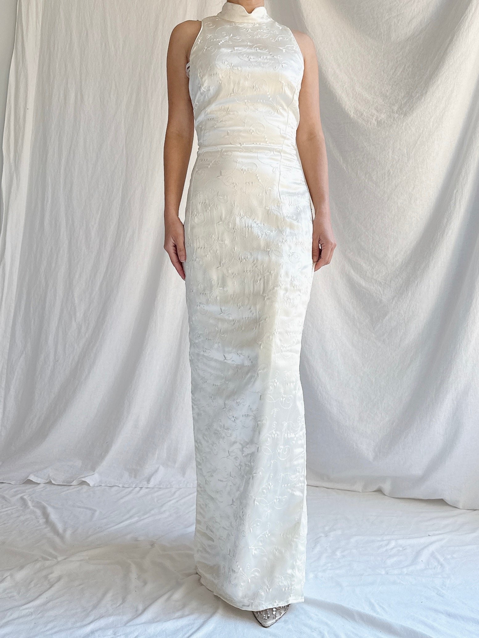 Vintage Jessica McClintock Satin Brocade Column Gown - XS/4