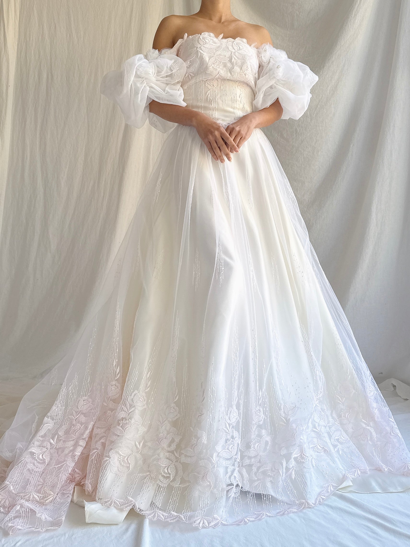 Vintage Tulle Off-the-Shoulder Dress - S