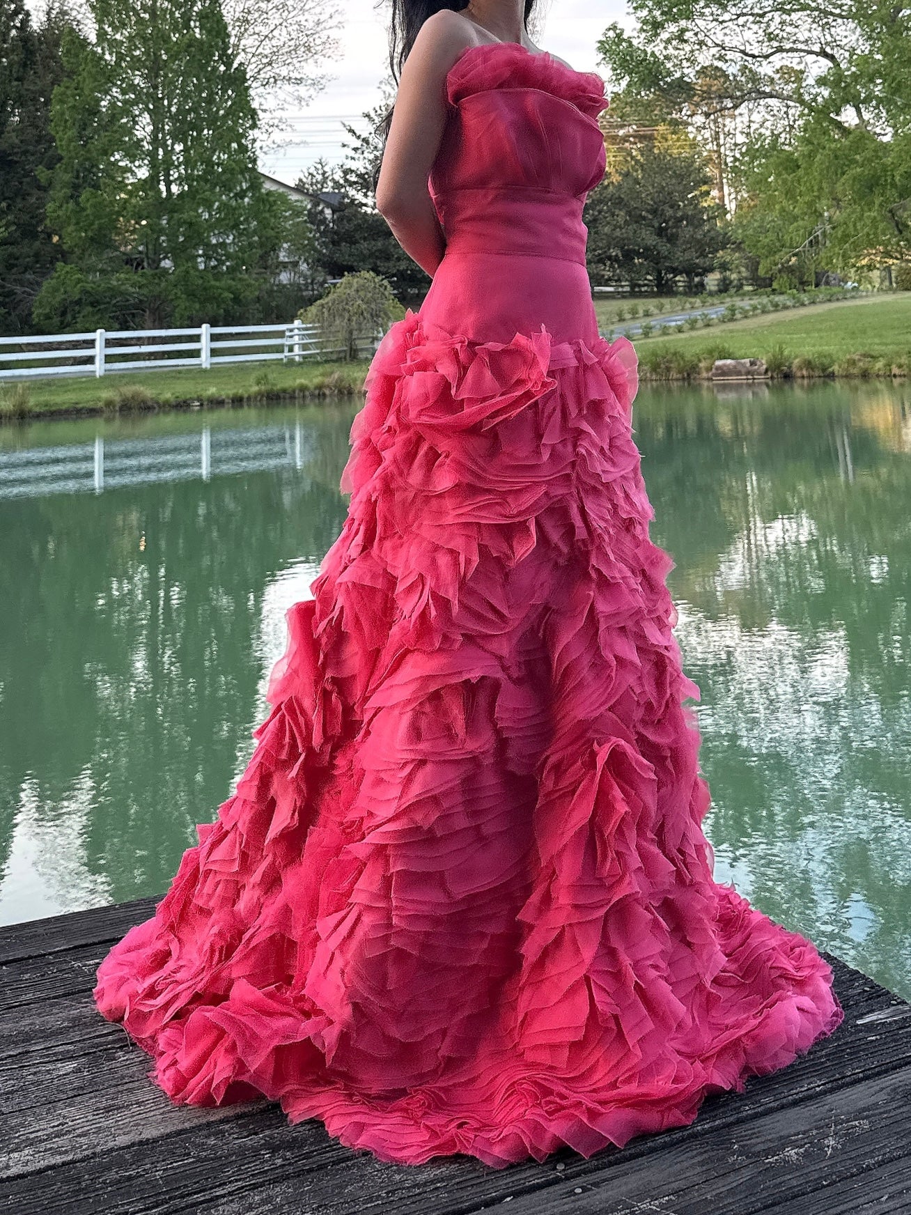 Vintage Monique Llhuilier Silk Organza Ruffle Gown - M/6