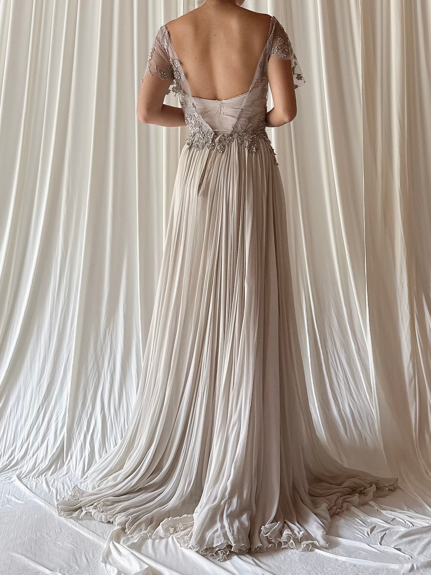 Handmade Silk Beaded Gown - Size 8