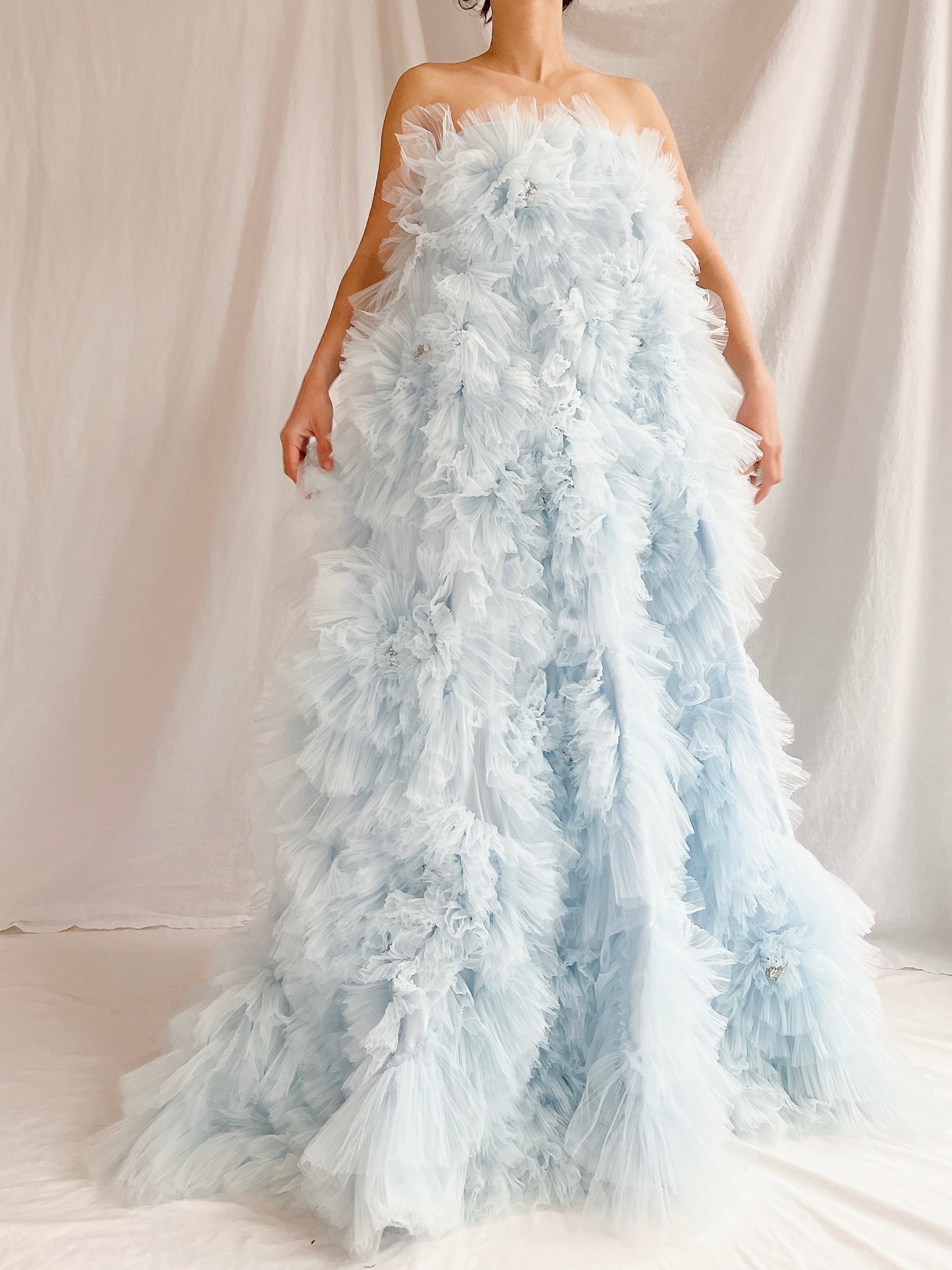 2000s Baby Blue Ruffle Dress/Skirt - XS-S