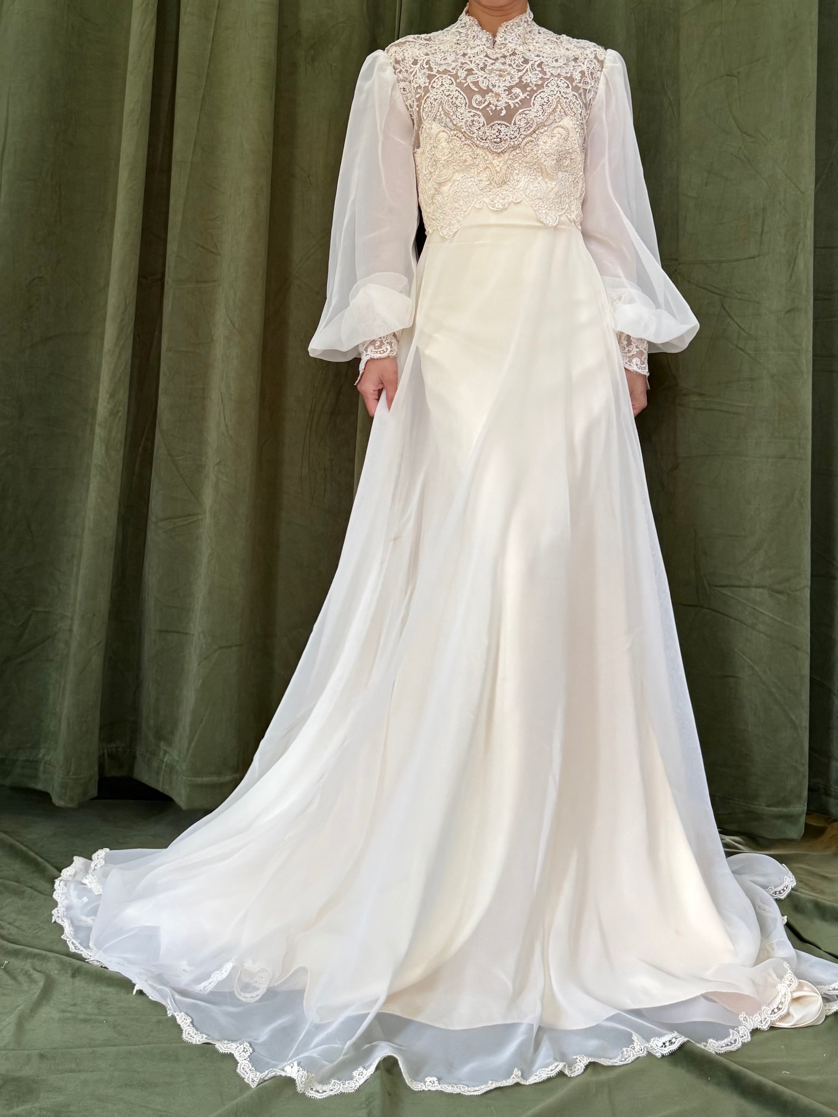 Vintage Chiffon Poet Dress - M
