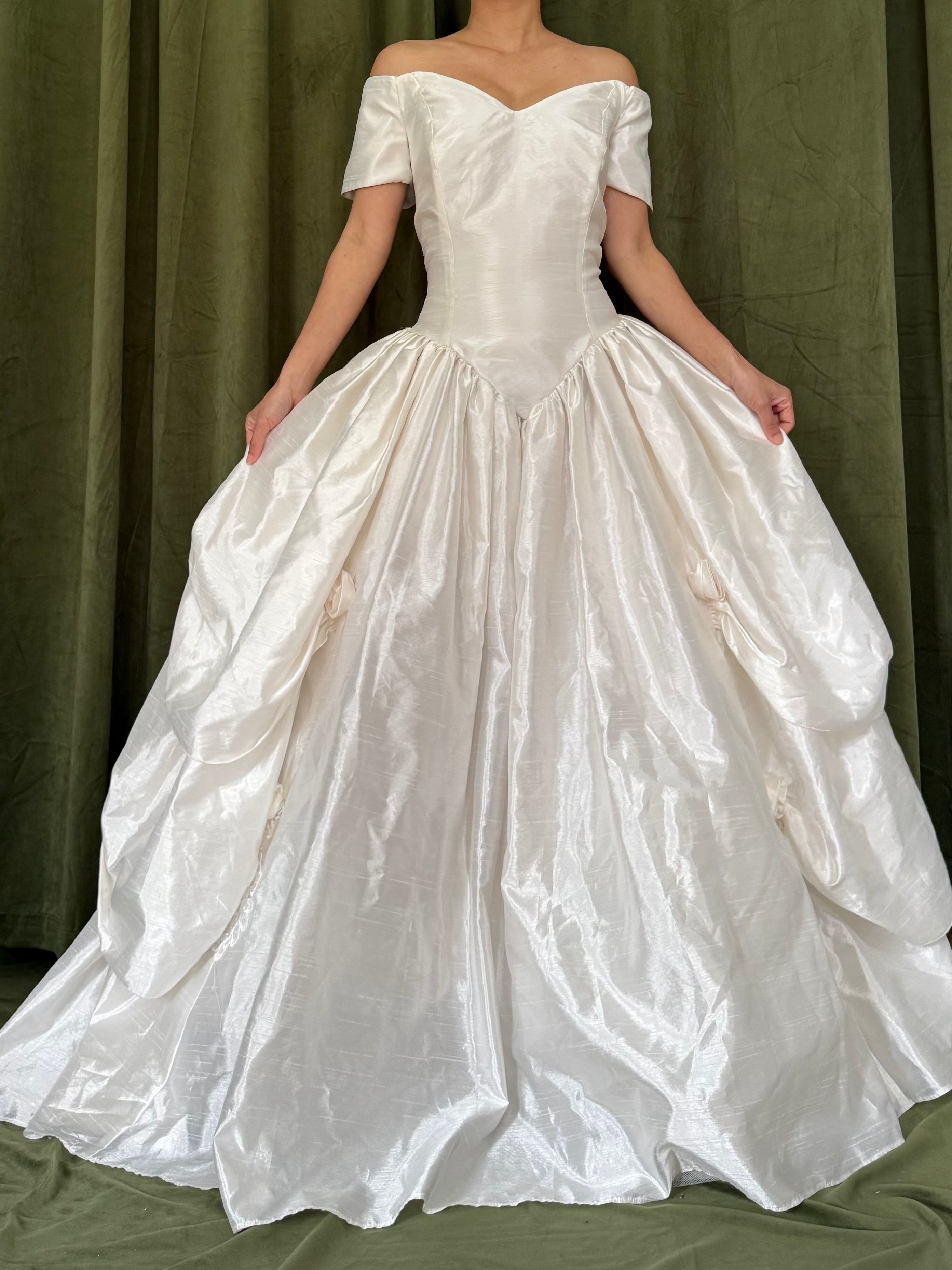 Vintage Taffeta Basque Waist Dress - M