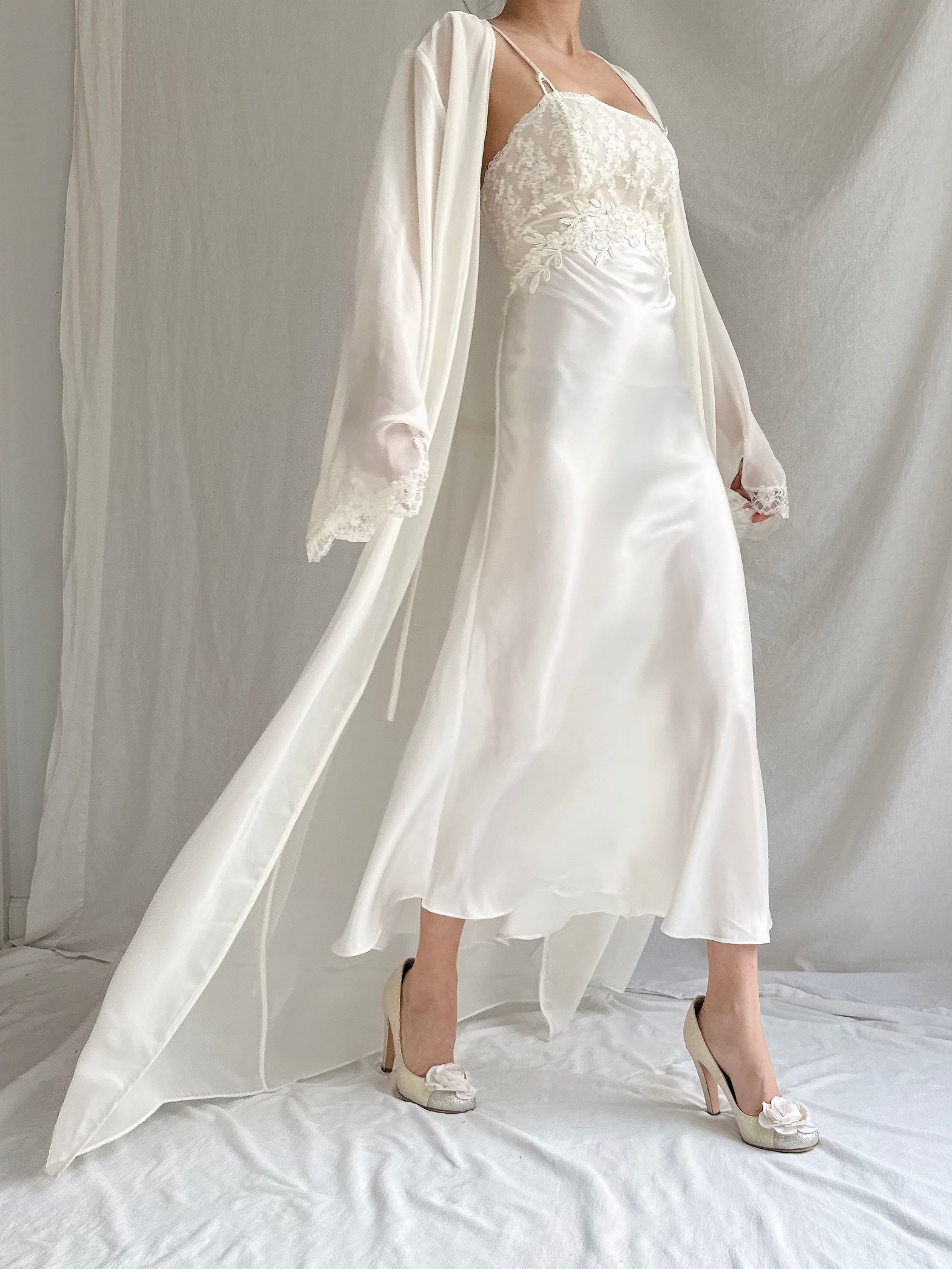 Vintage Satin/Chiffon 2-Piece Set - S-M