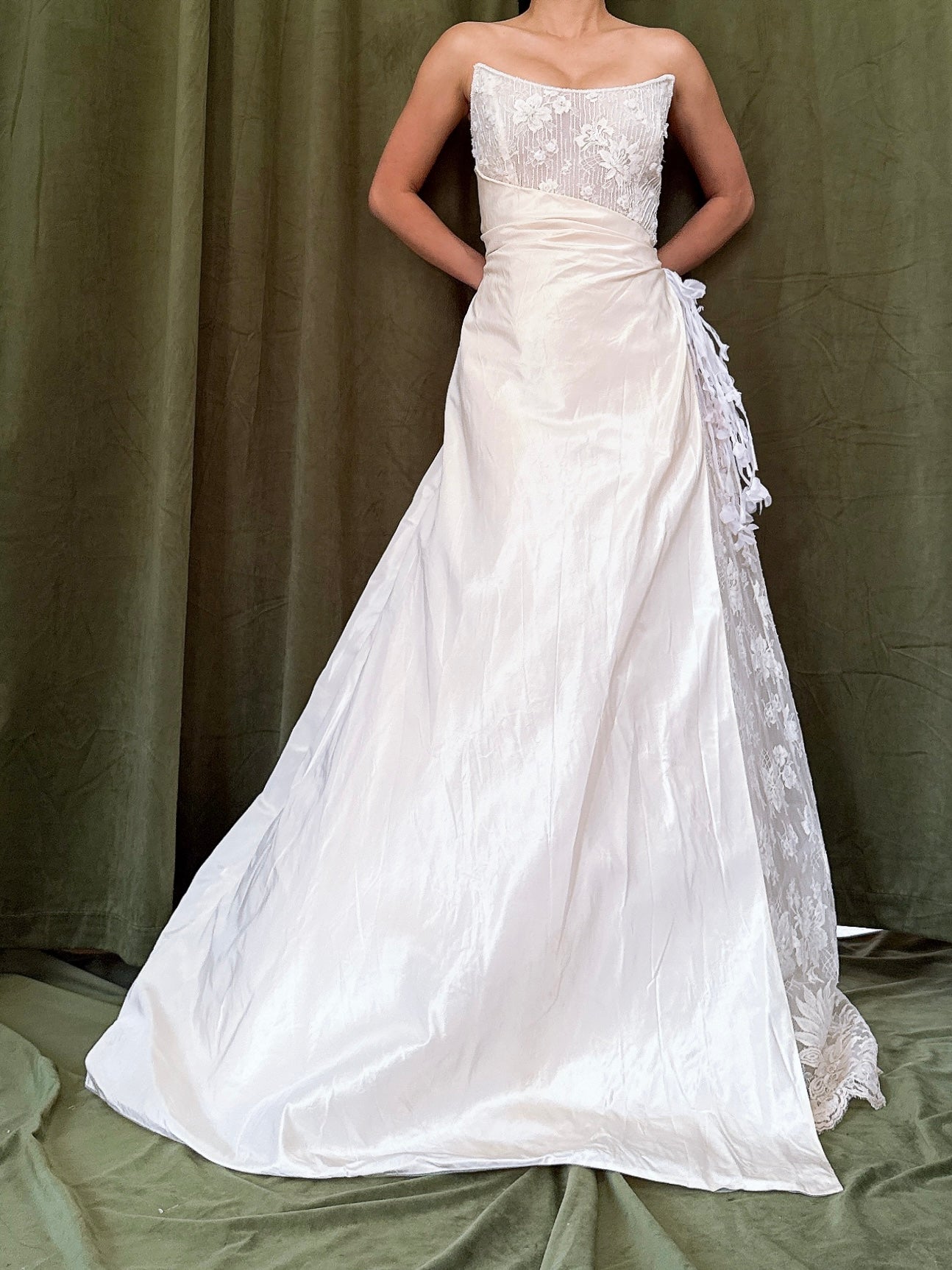 Vintage Norna Della Silk Lace Bustier Gown - M