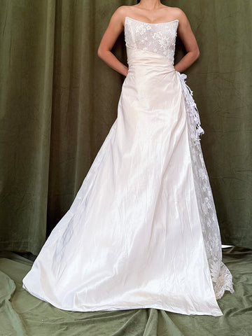 Vintage Norna Della Silk Lace Bustier Gown - M