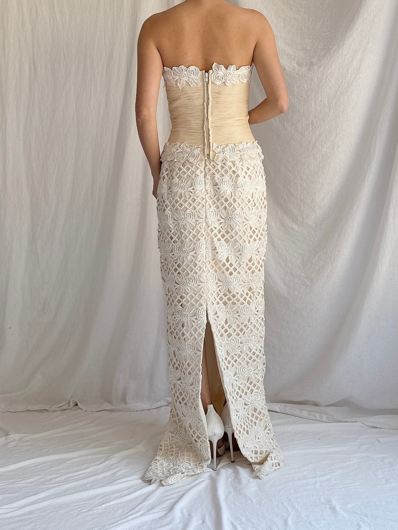 Vintage Silk Cutout Column Gown - XS/S