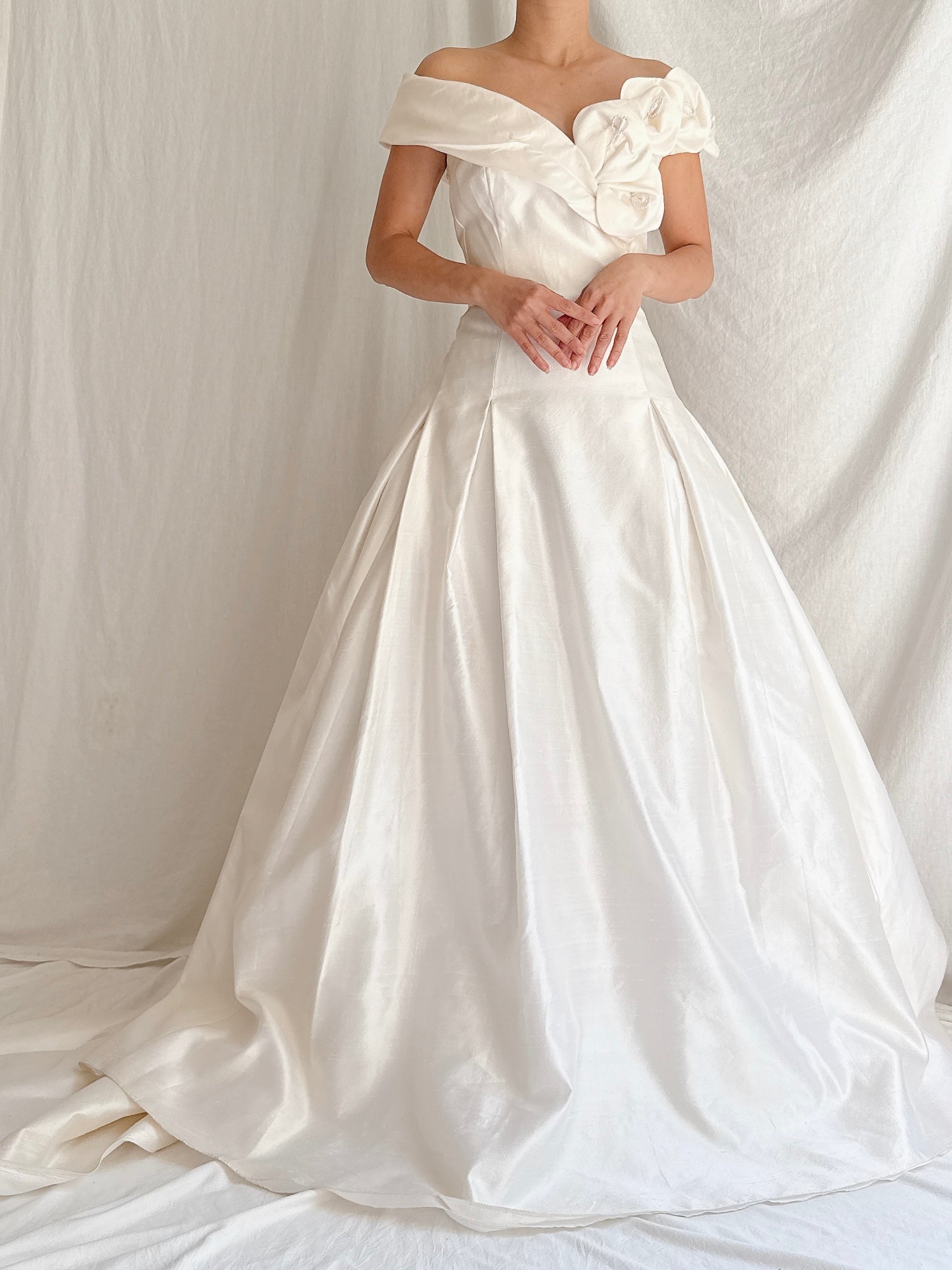 Vintage Raw Silk Calla Lily Dress - M/6