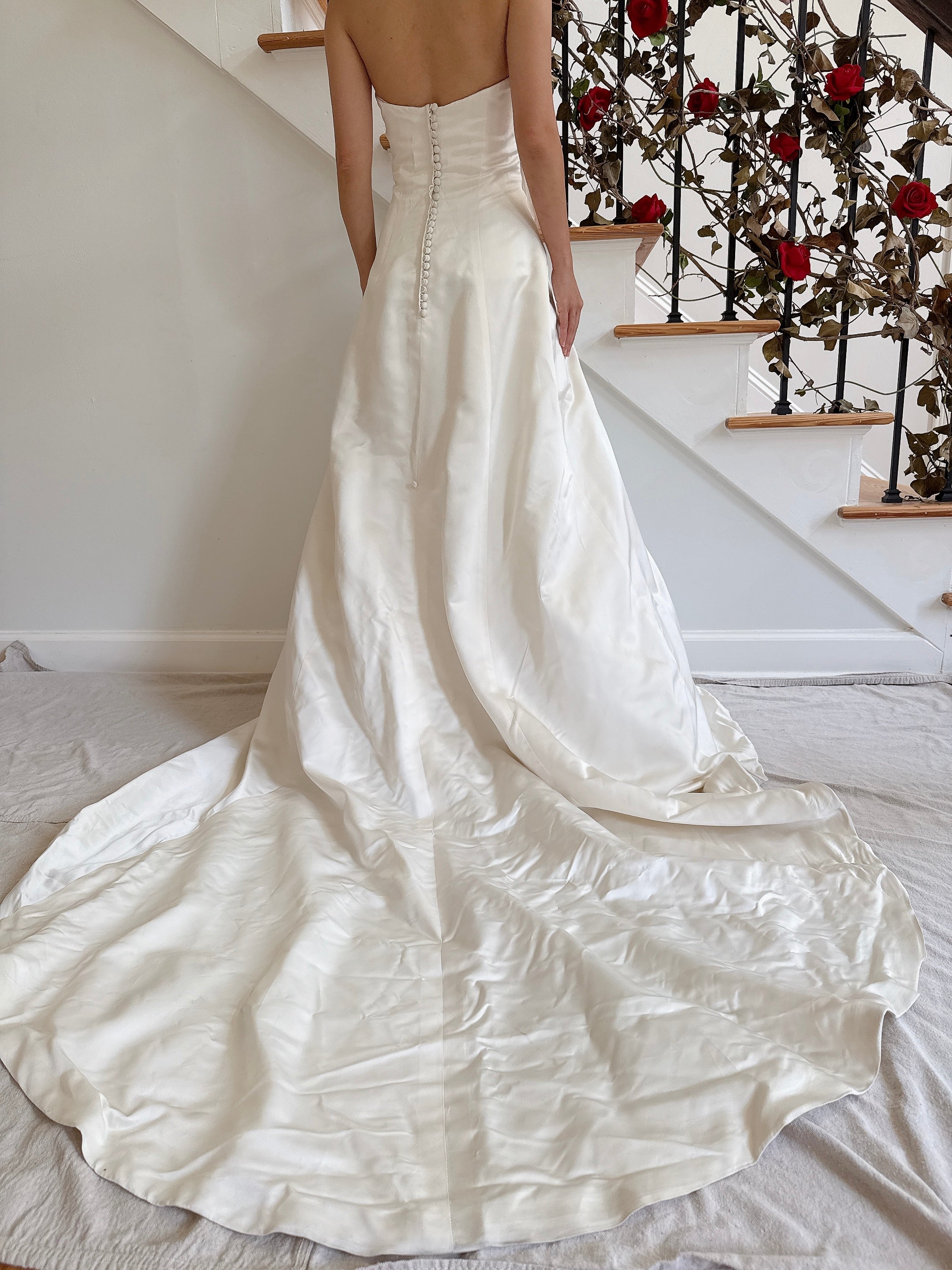 Vintage Amsale Silk Strapless Gown - 33.5B/27W/54L from mid bust, 62L from shoulder strap