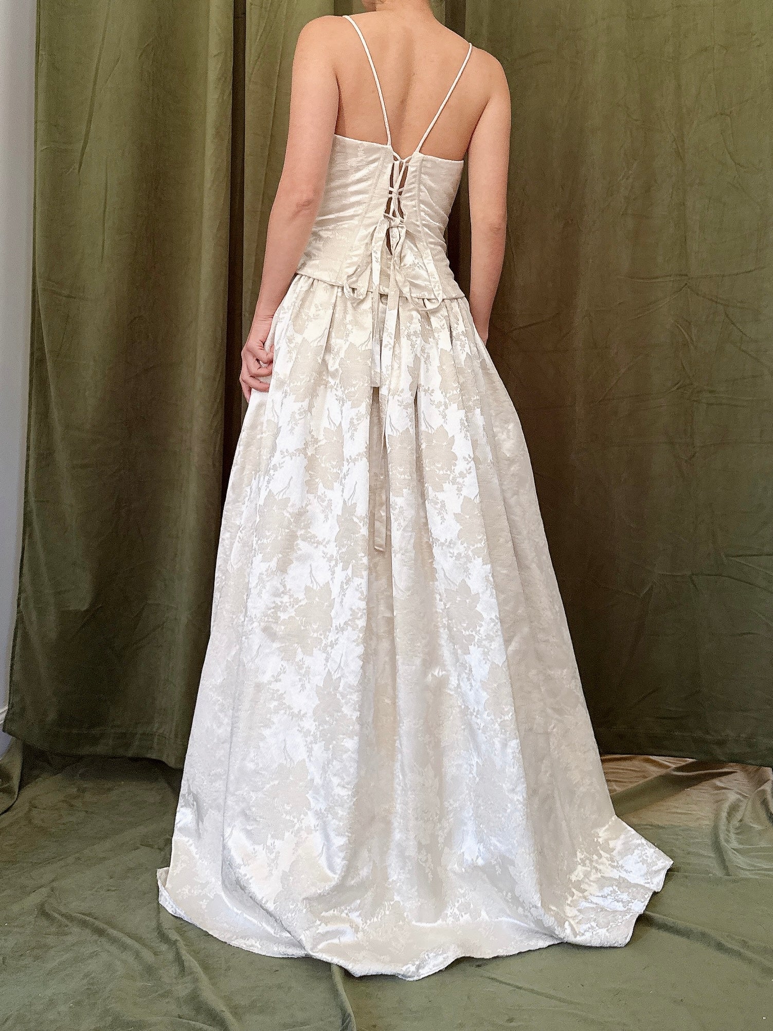 Vintage Jacquard Satin Dress - S/M