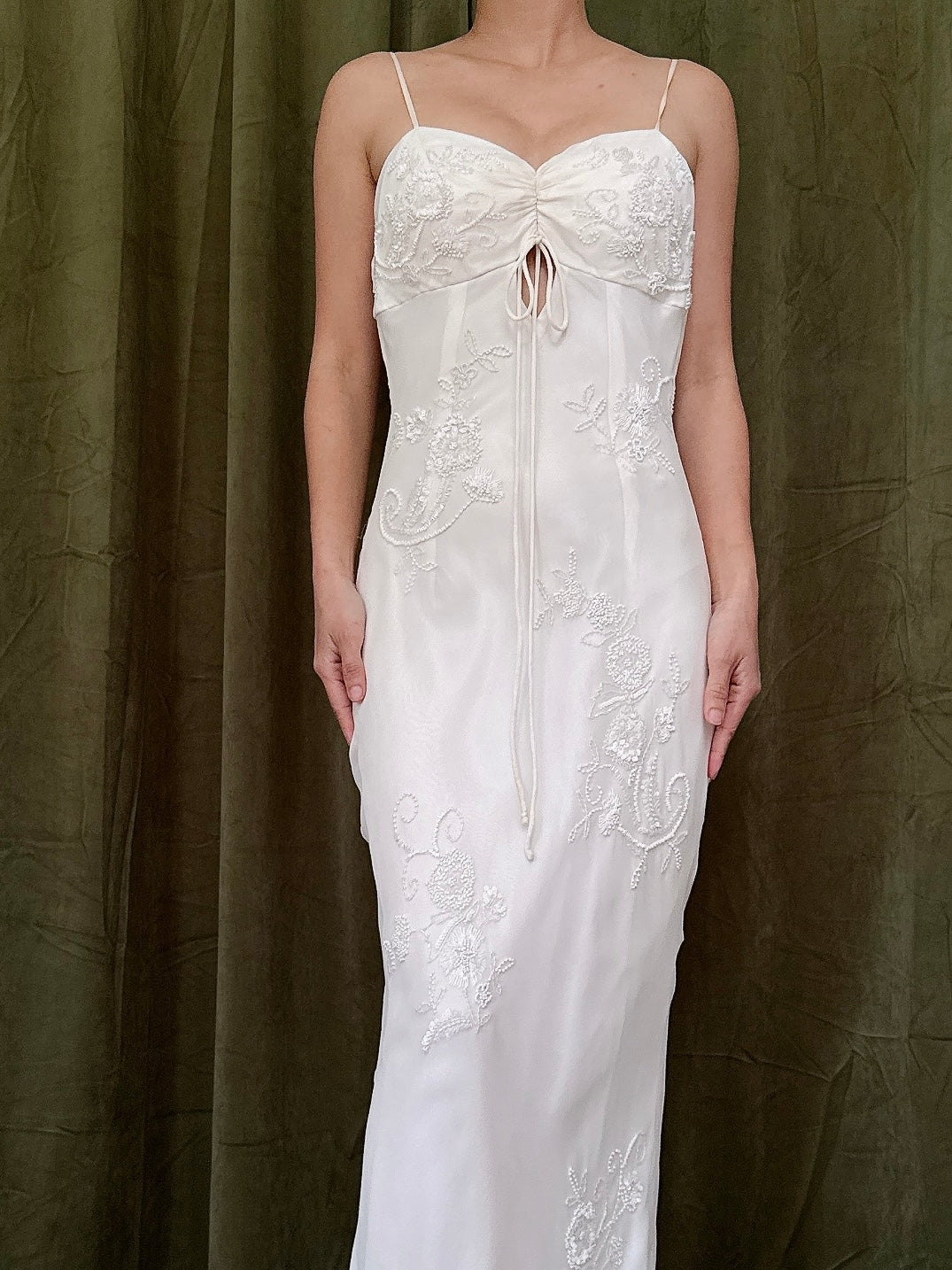 Vintage Silk Chiffon Beaded Gown - Size 2/4
