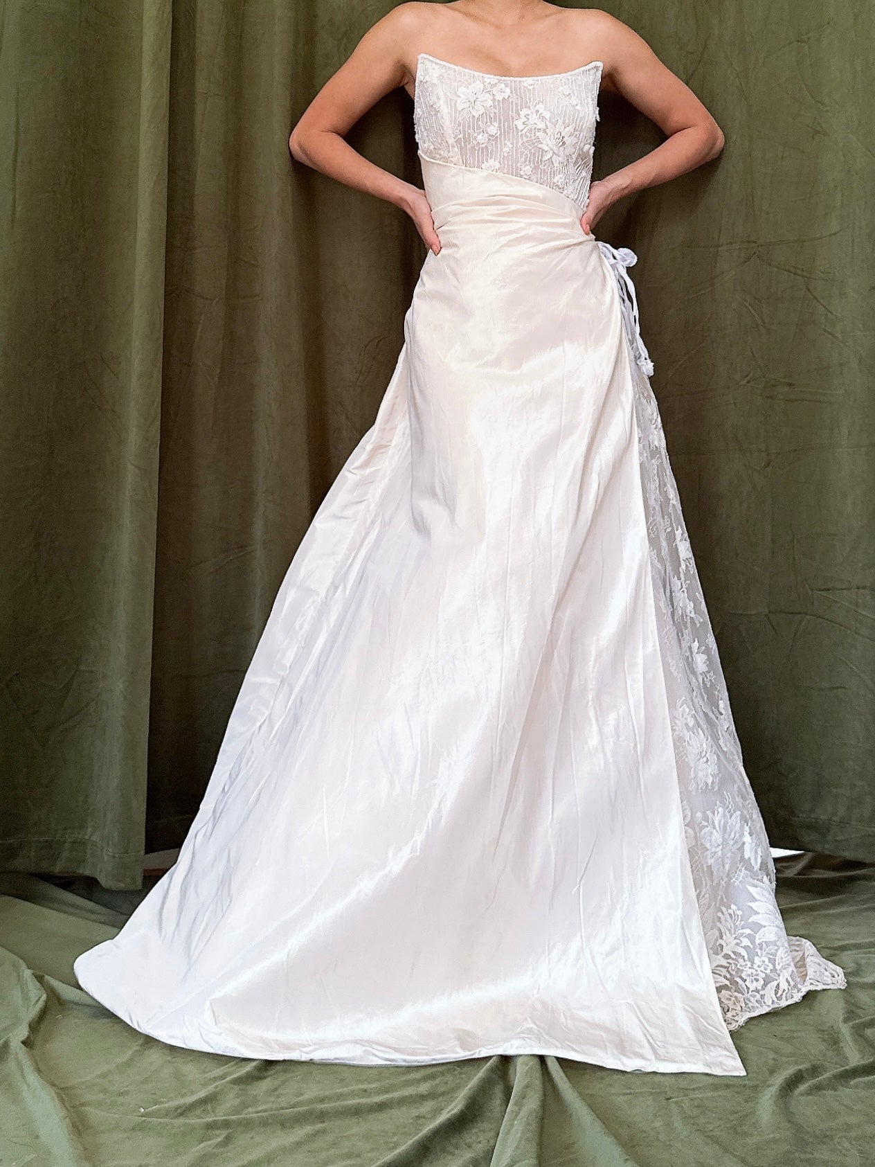 Vintage Norna Della Silk Lace Bustier Gown - M