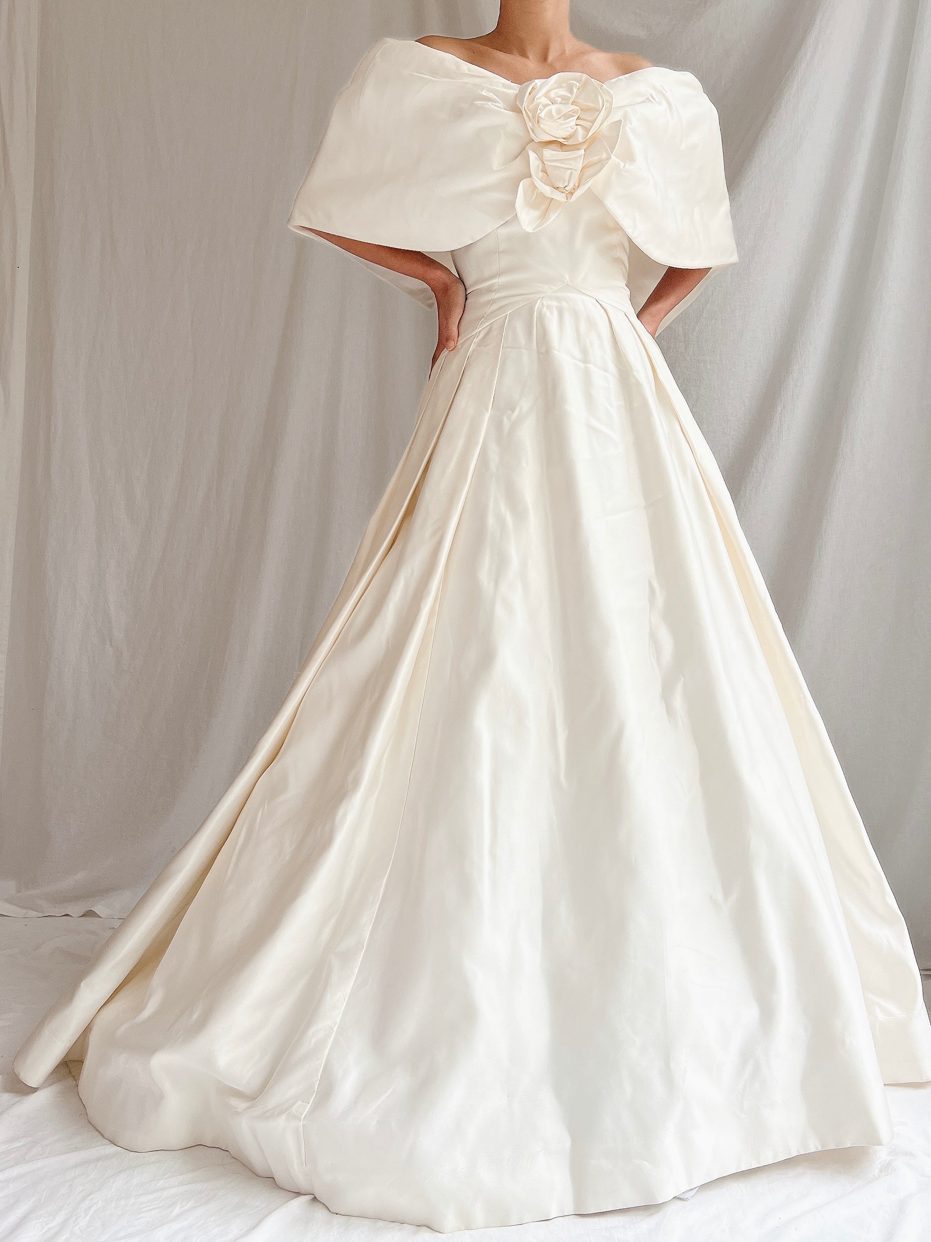 RESERVED Vintage Silk Scaasi Off-the-Shoulder Gown - M/8