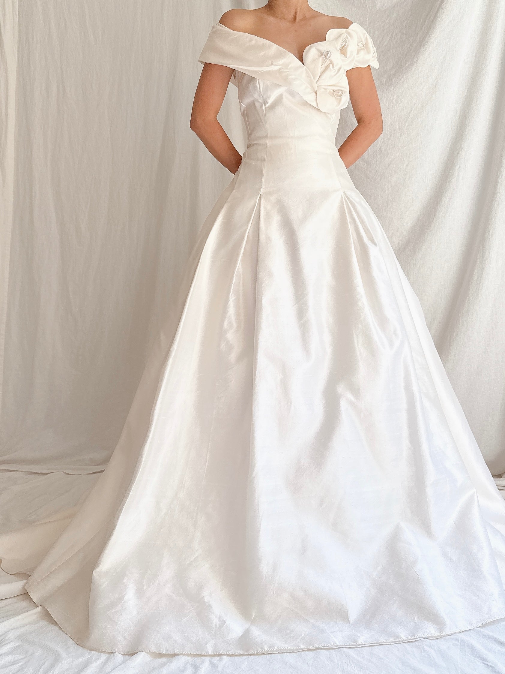 Vintage Raw Silk Calla Lily Dress - M/6